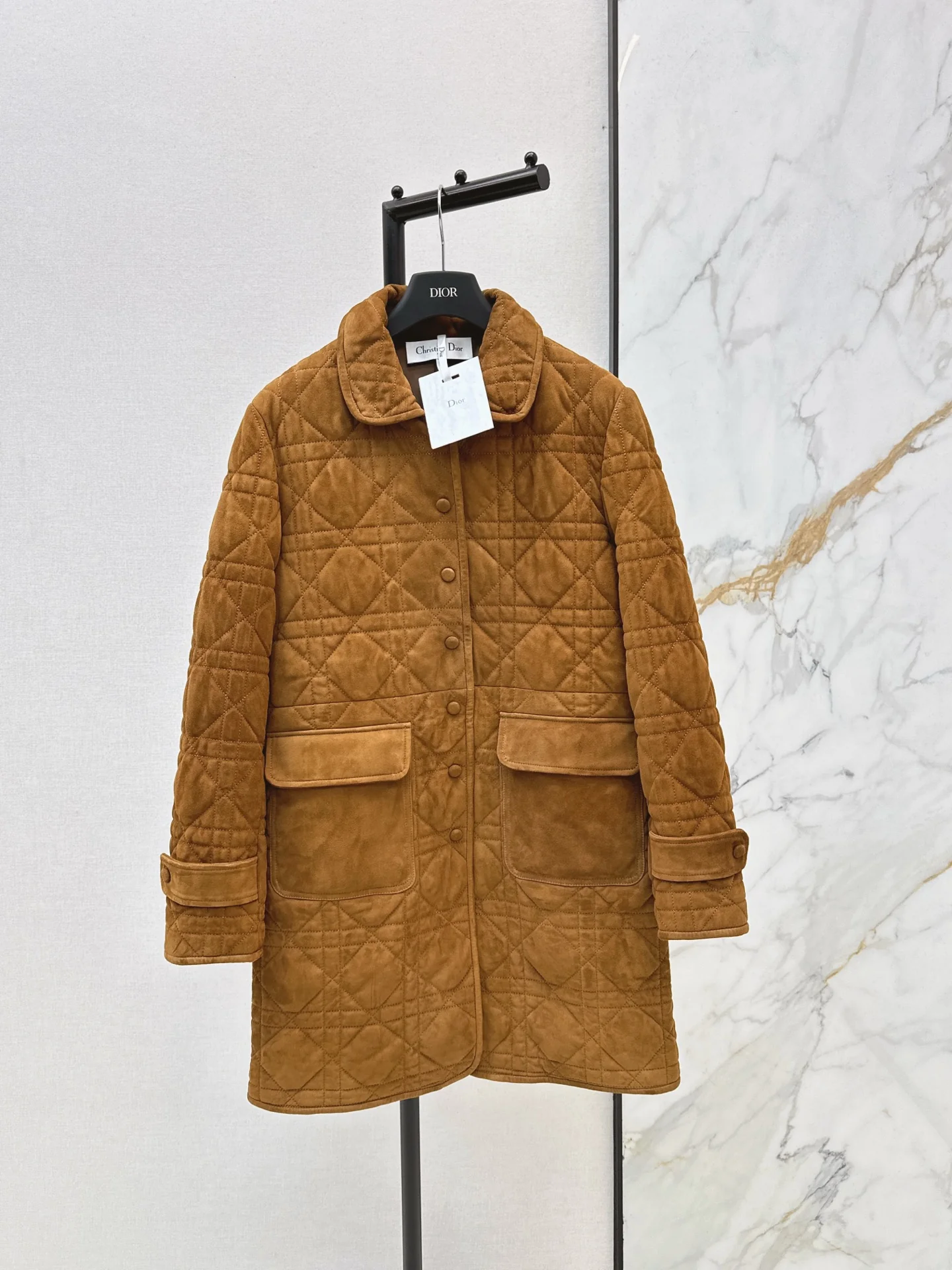 CD 25fw suede padded long jacket