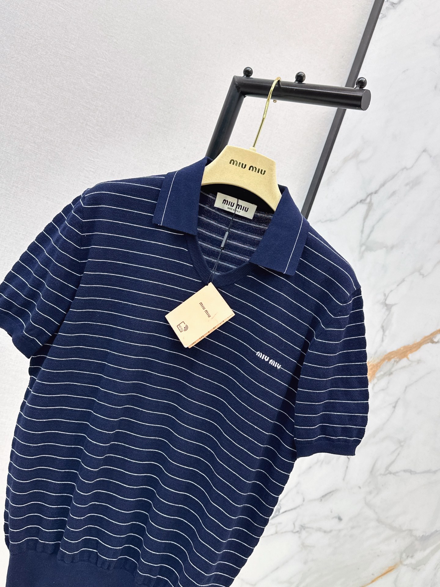 Miu 26ss stripe polo shirt
