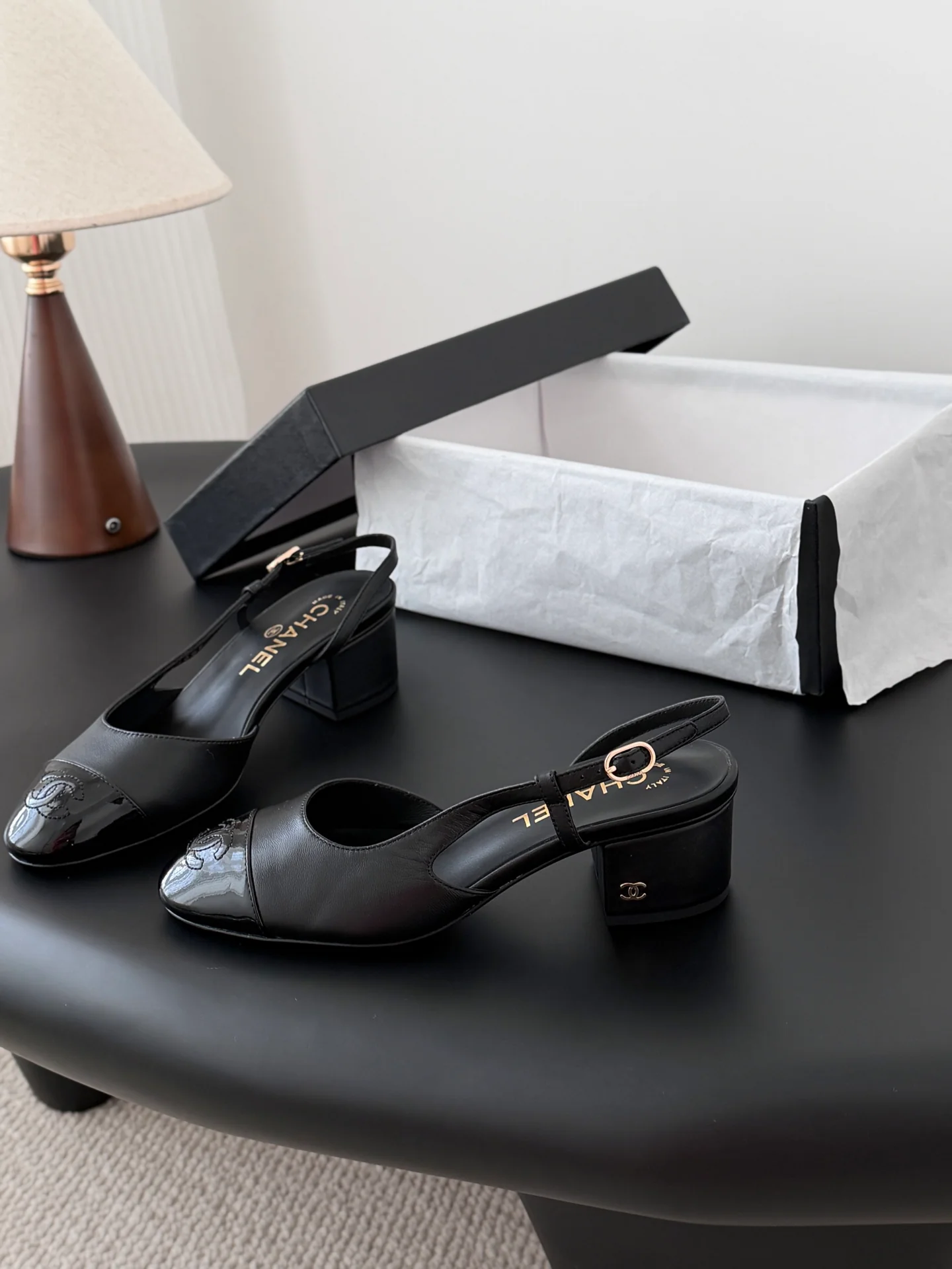 Chan 25fw slingback chunky mary jane shoes