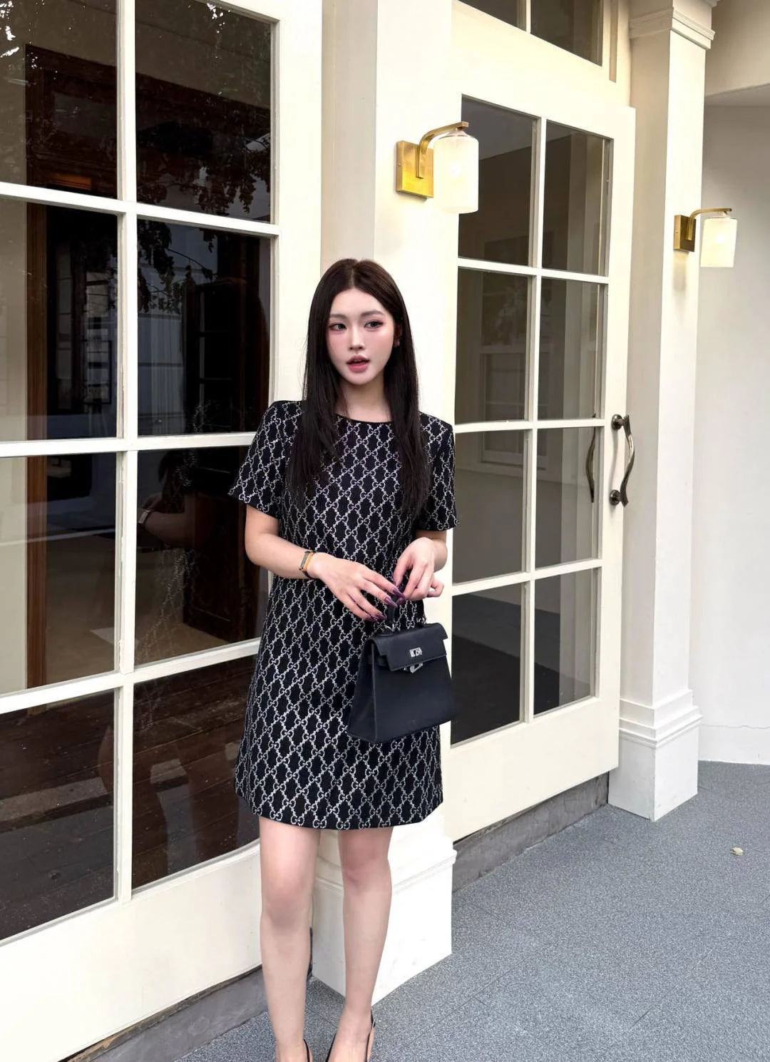 Gucc 26ss rhinestone dress