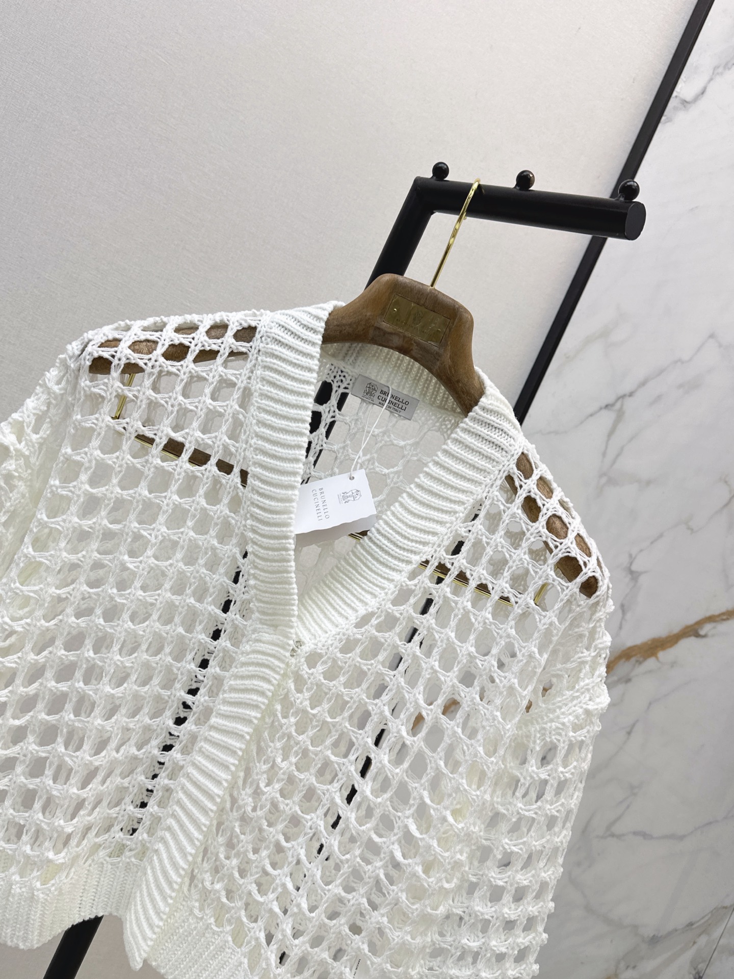 Brun 26ss hollow knit cardigan