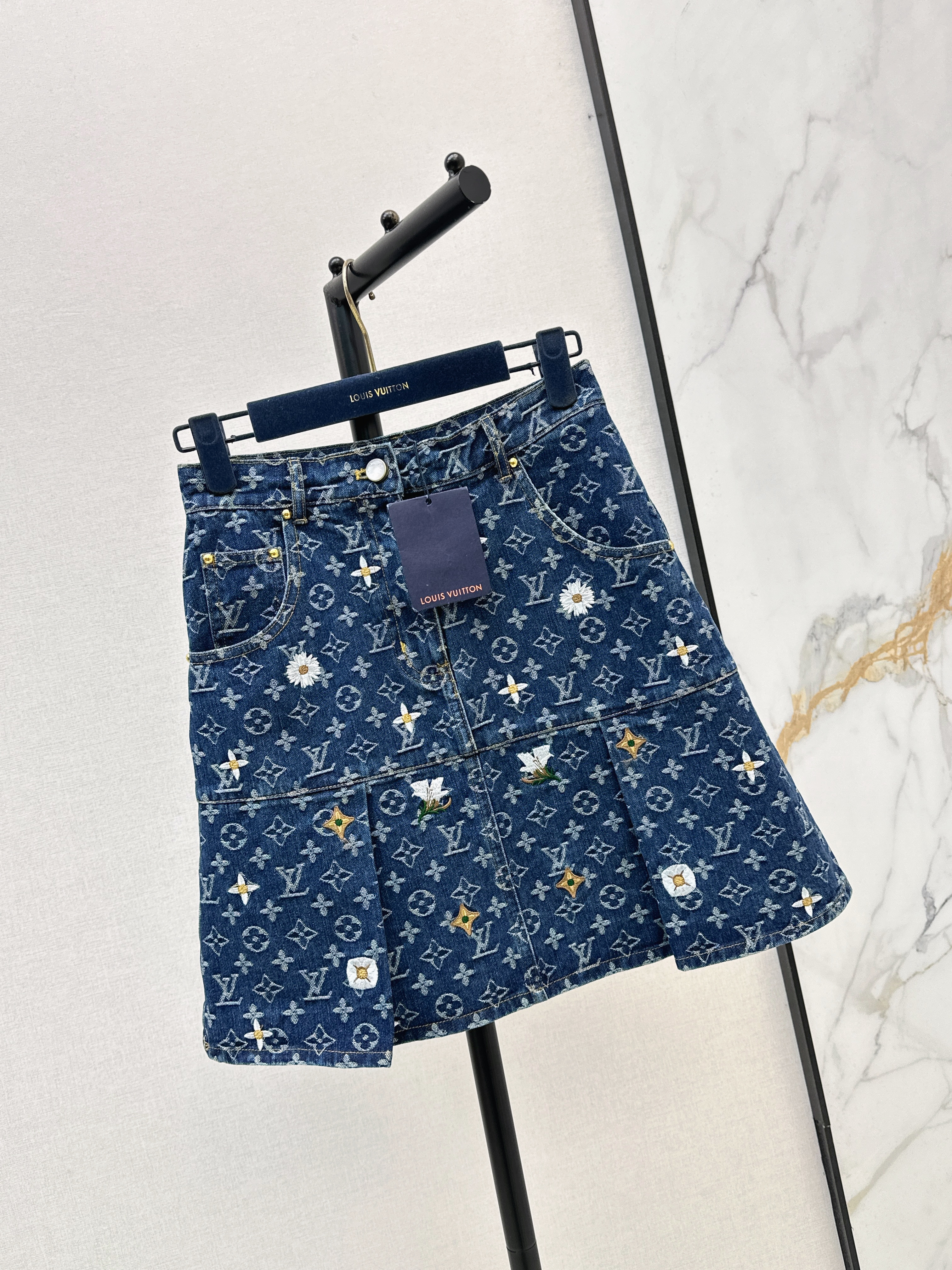 Loui 26ss embroidery denim skirt