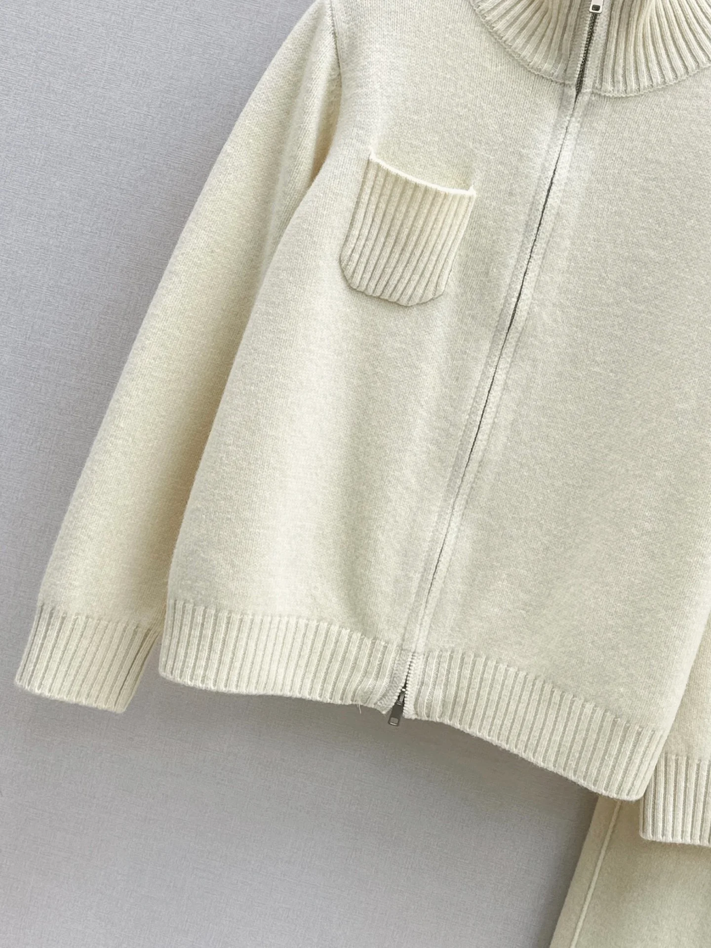 Brun 25fw zipper sweater+straight pant outfit sets