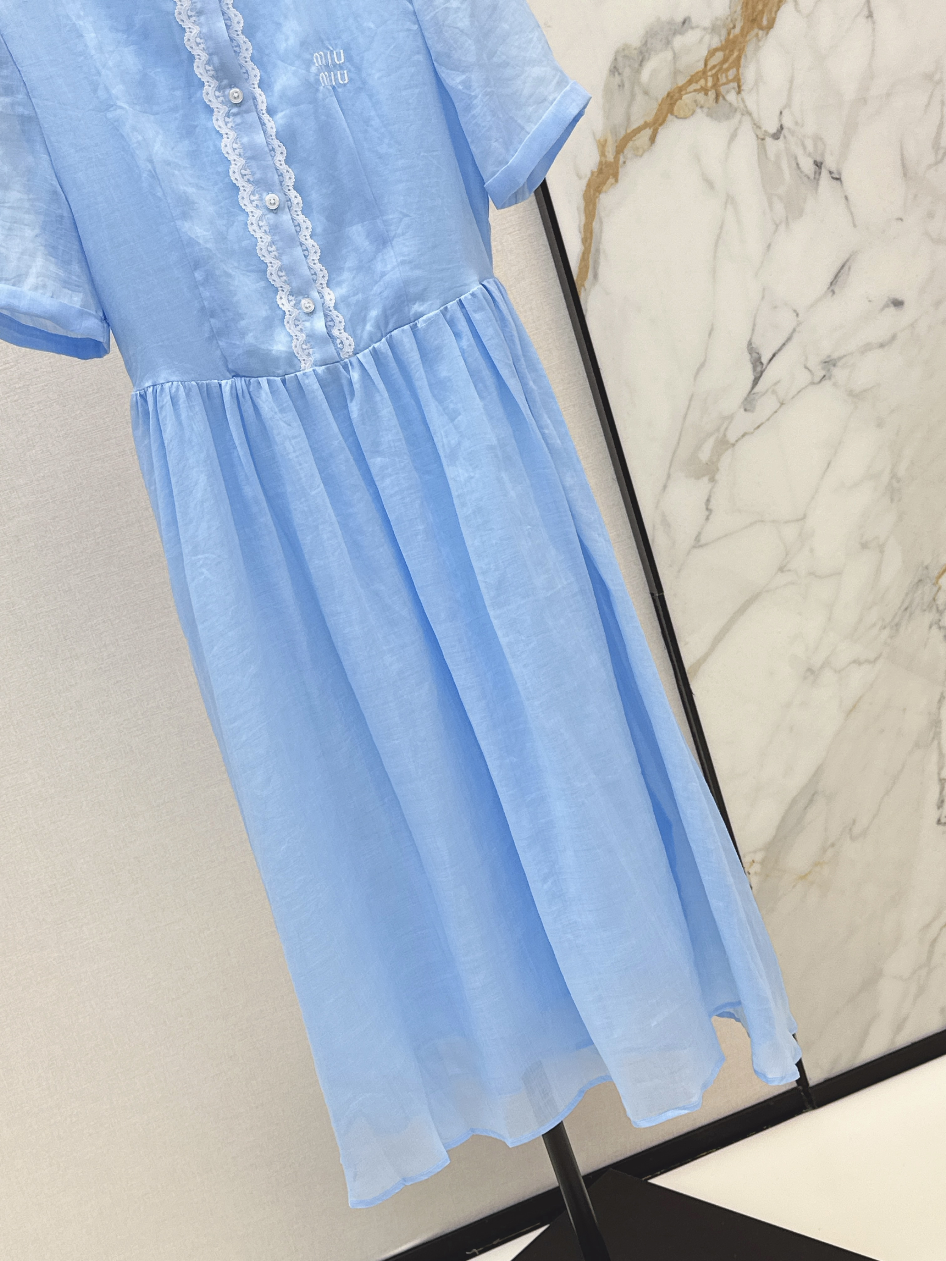 Miu 26ss lace-trim dress