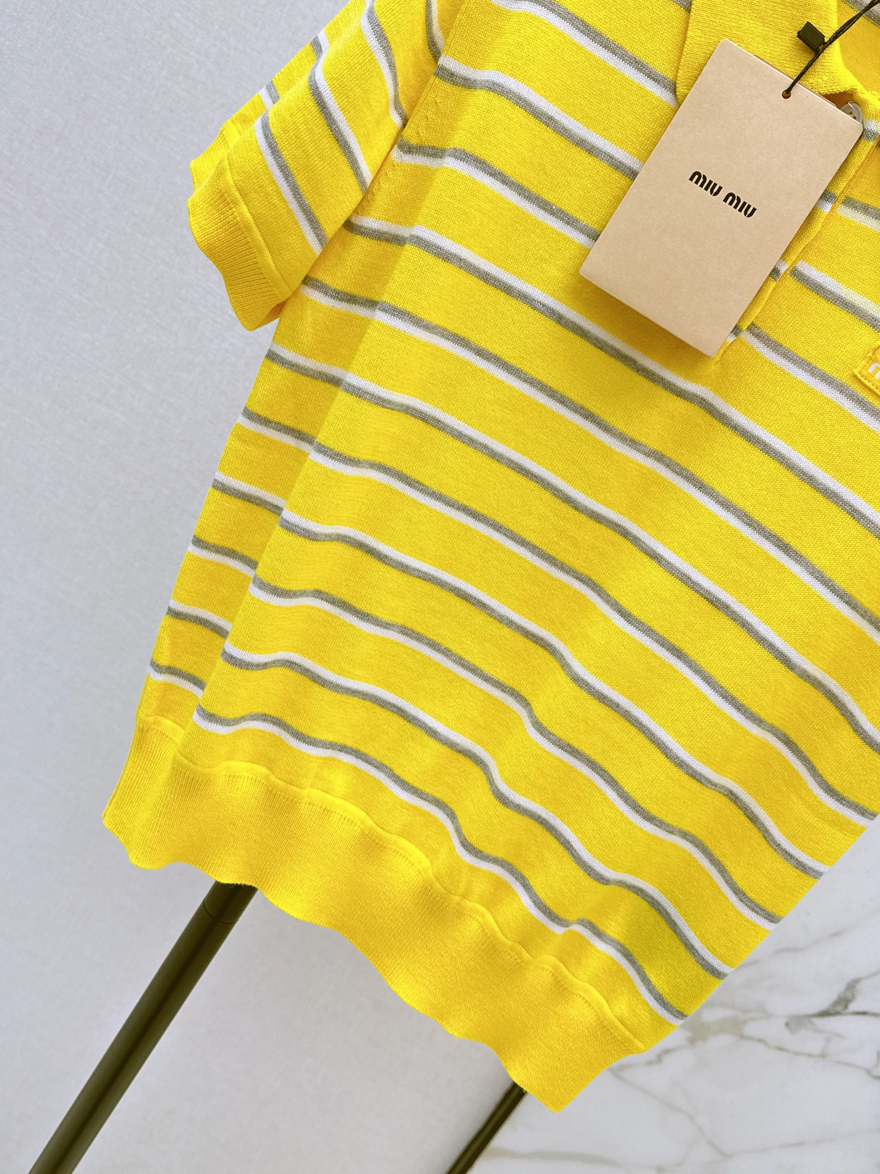 Miu 26ss stripe polo knit sweater