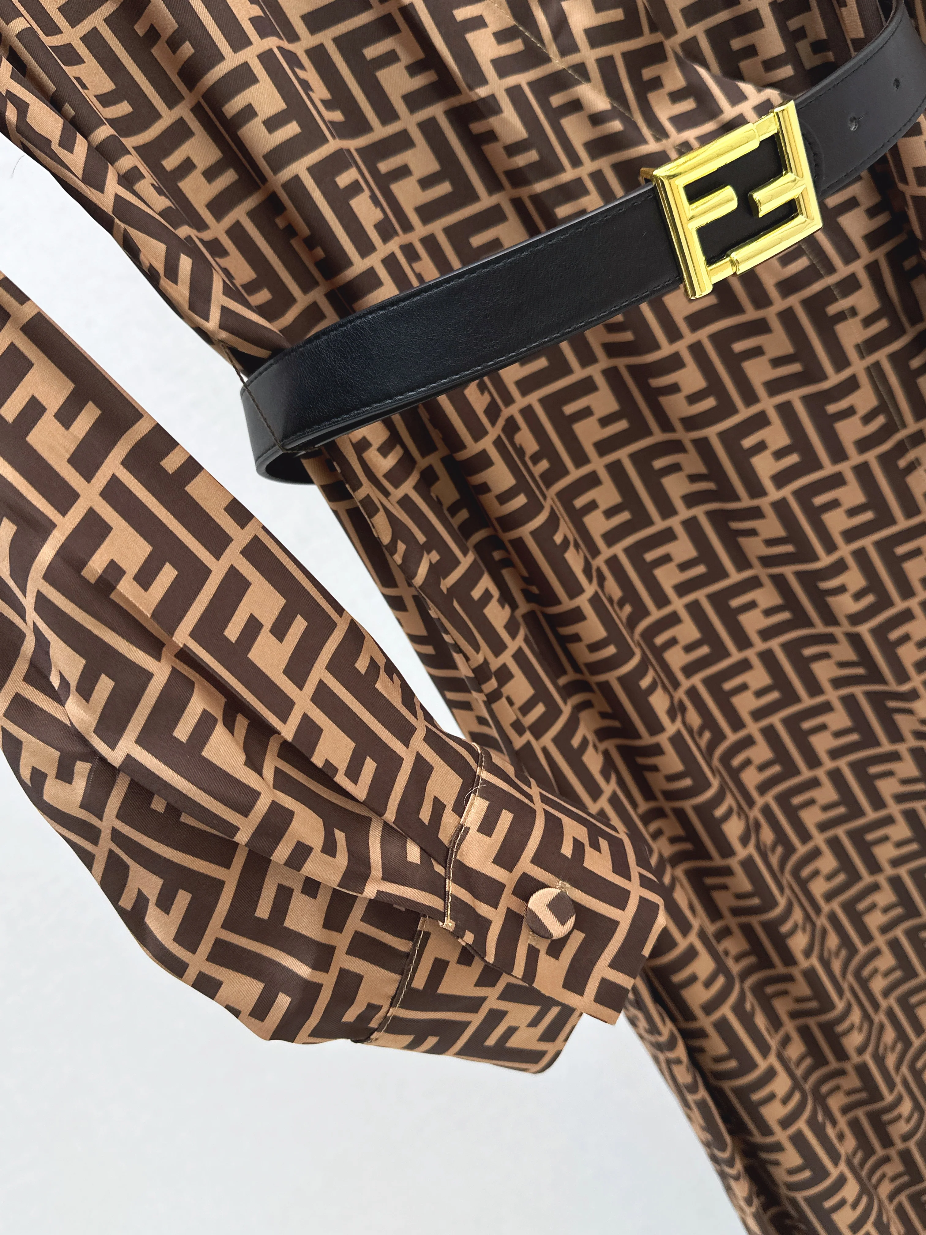 Fend 26ss silk dress with belted