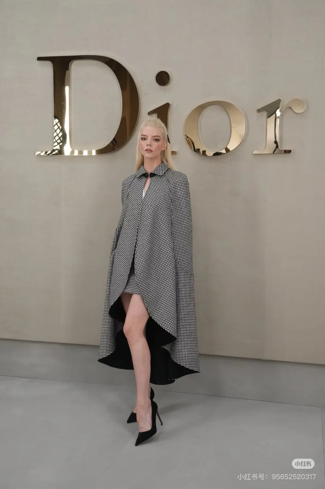 CD 25fw houndstooth cape