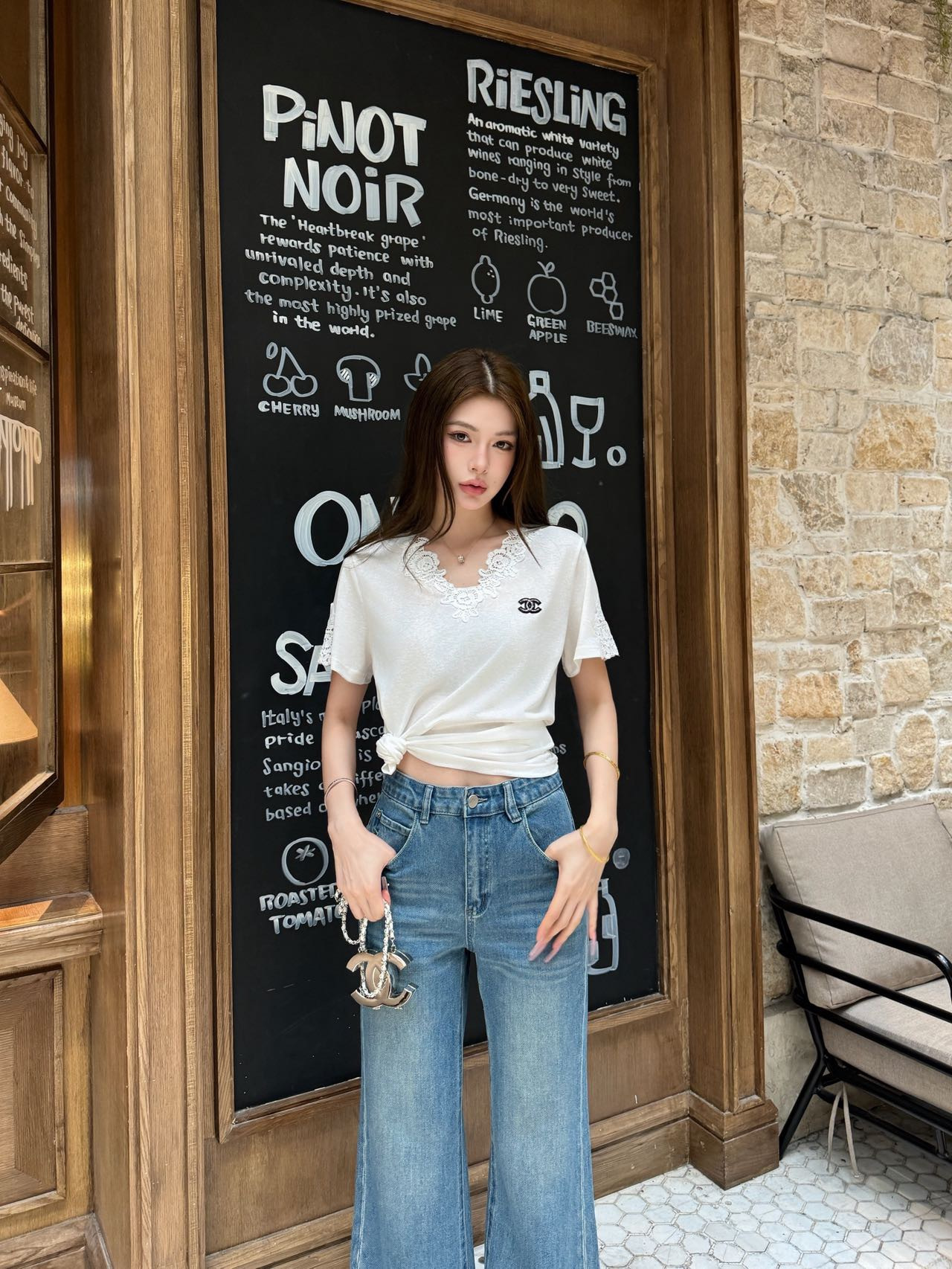 Chan 26ss contract lace t-shirt