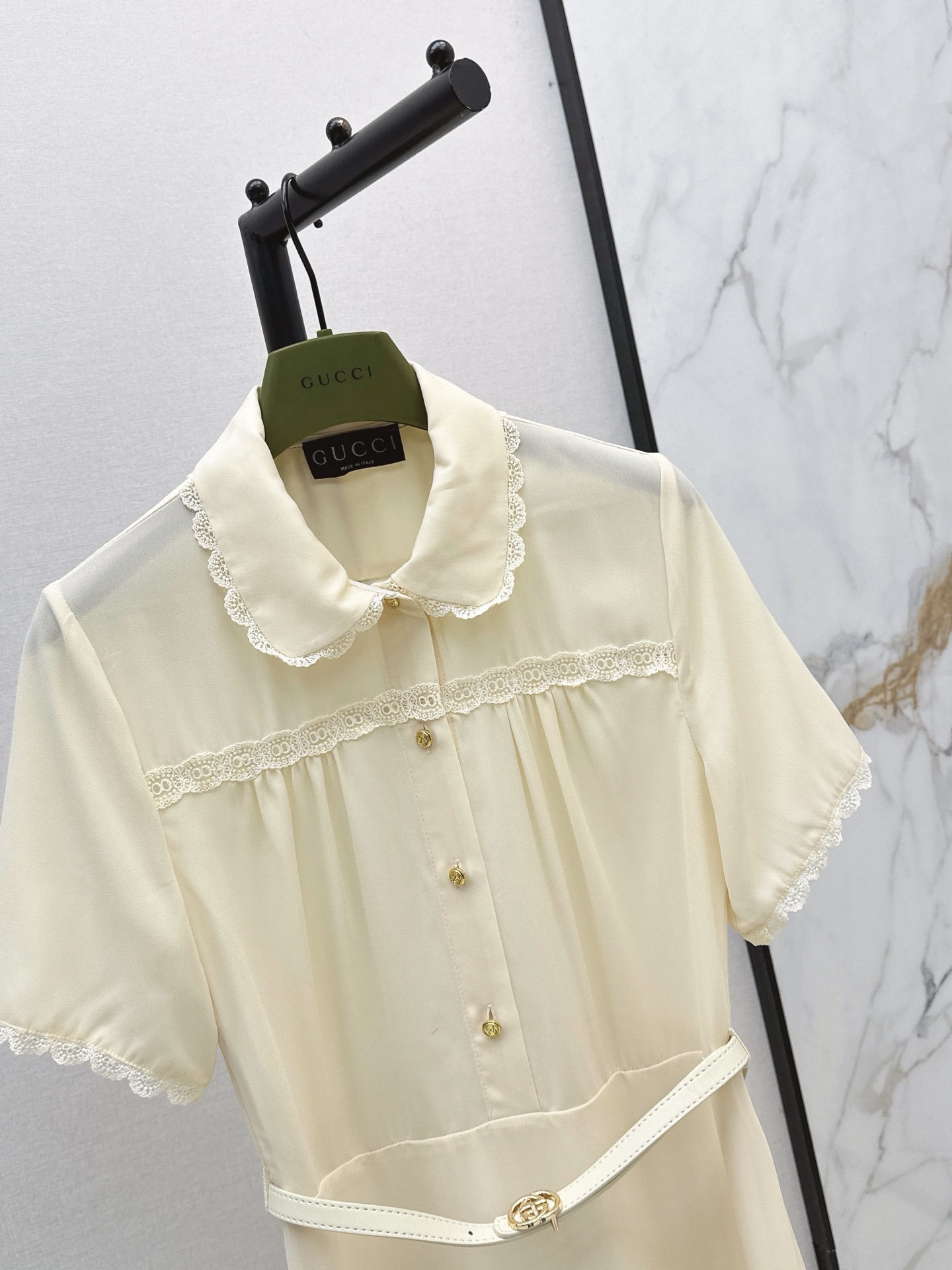 Guc 26ss lace trim dress
