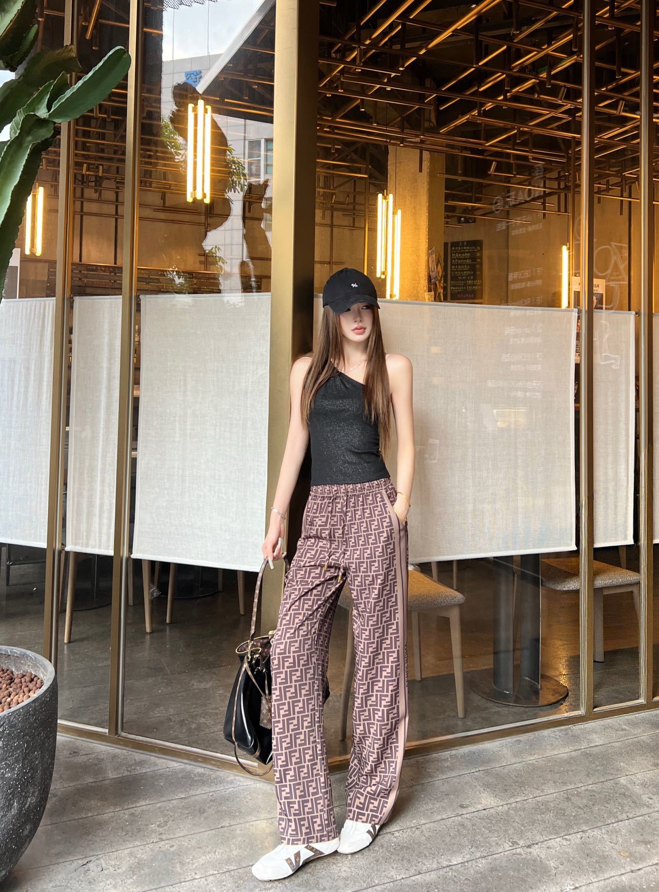 Fen 26ss drawstring wide leg pants