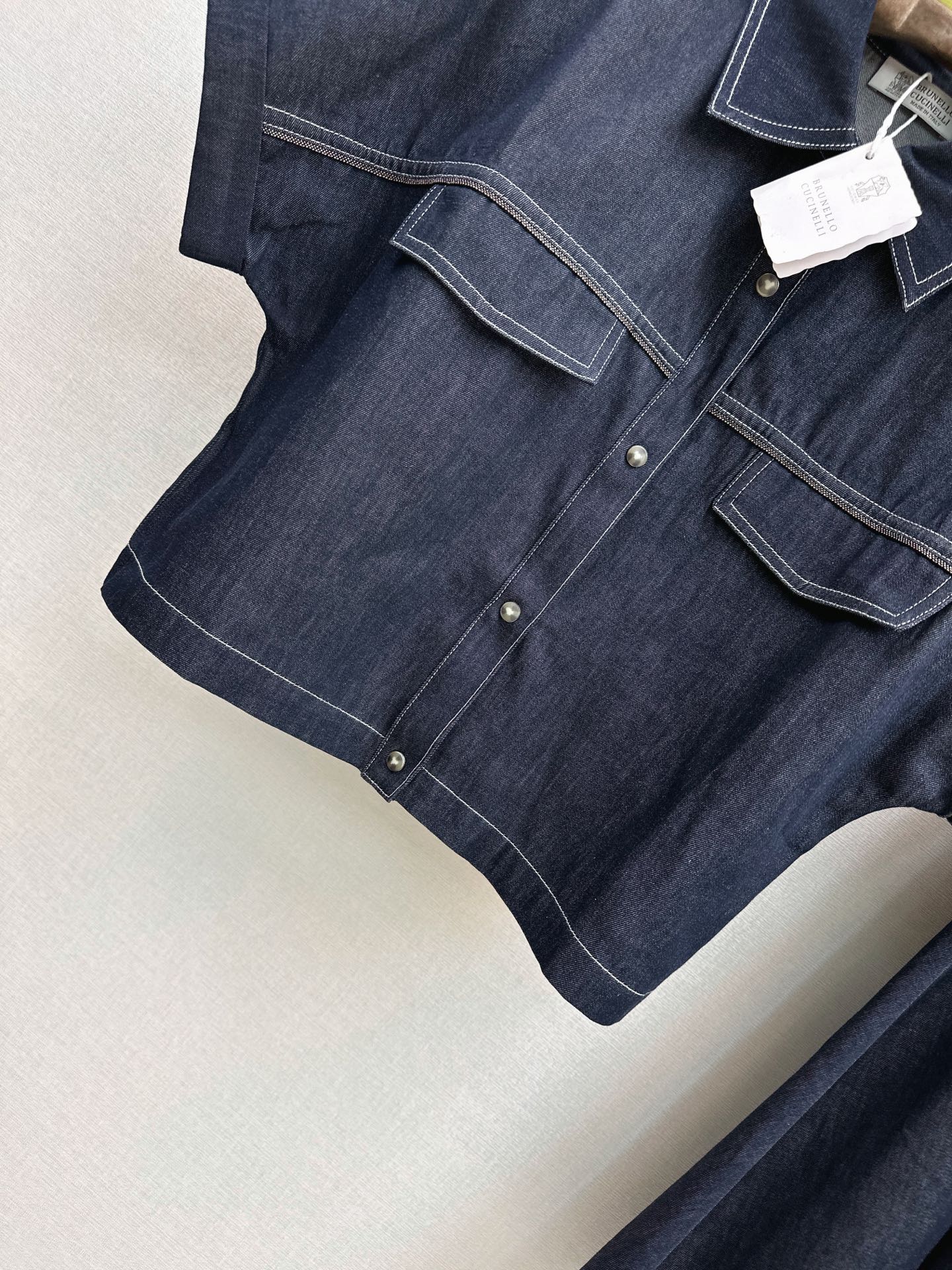 Brun 26ss denim shirt skirt set