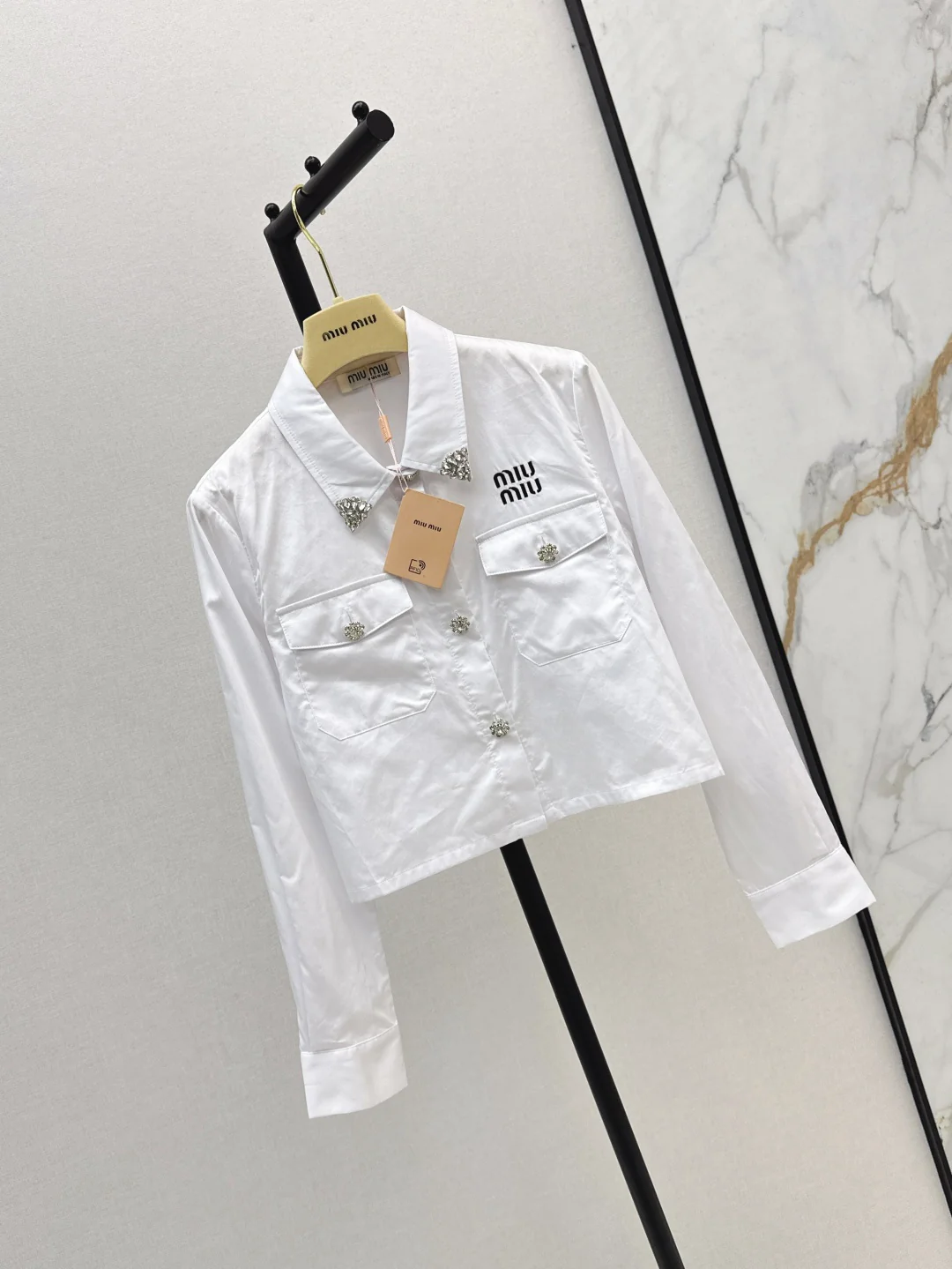 Miu 26ss rhinestones shirts