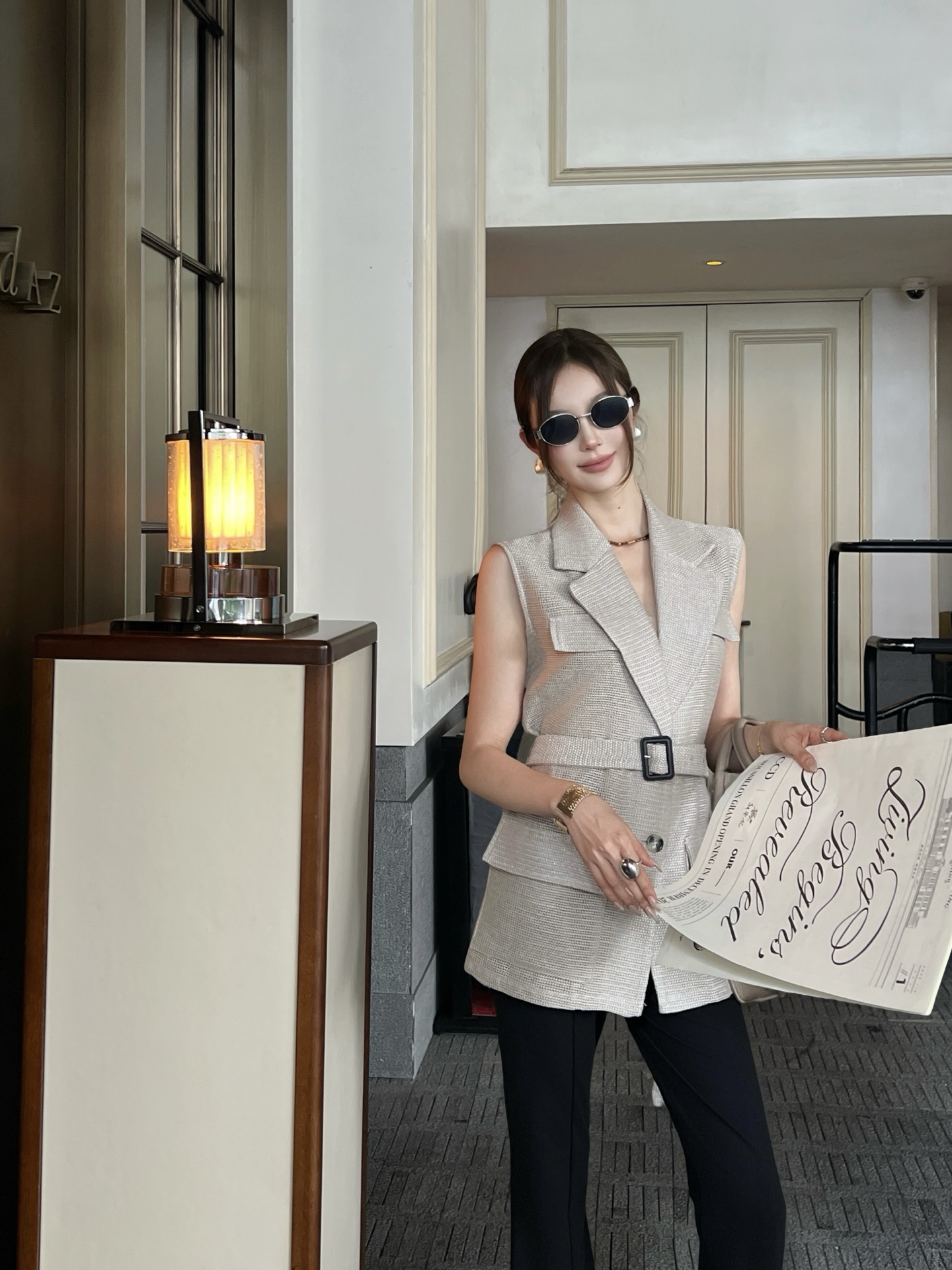 ES 26ss belted waistcoat