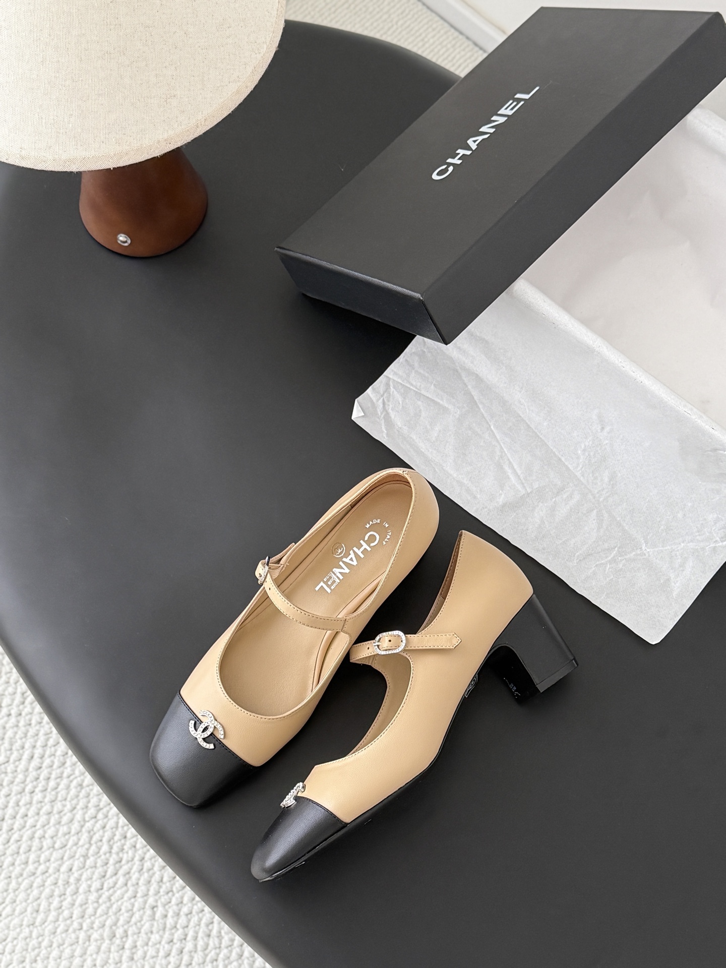 Chan 26K chunky heel mary jane shoes
