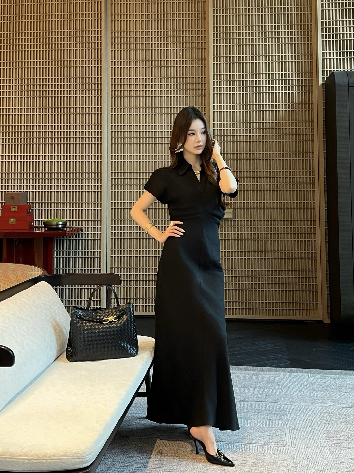 Brun 26ss ruched waist dress