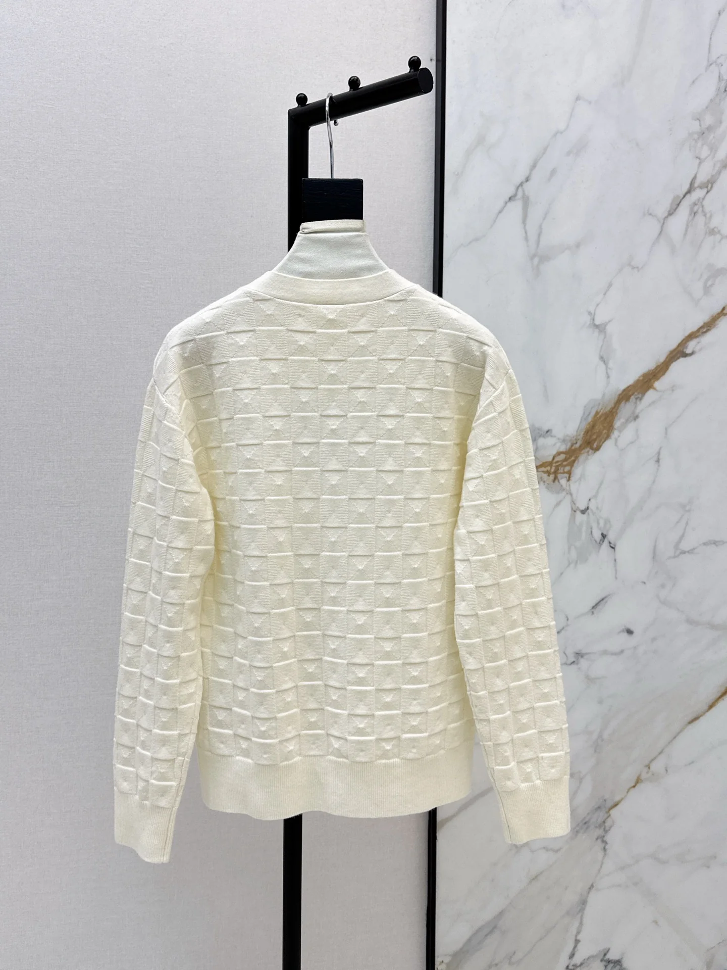 Herm 26ss check knit cardigan