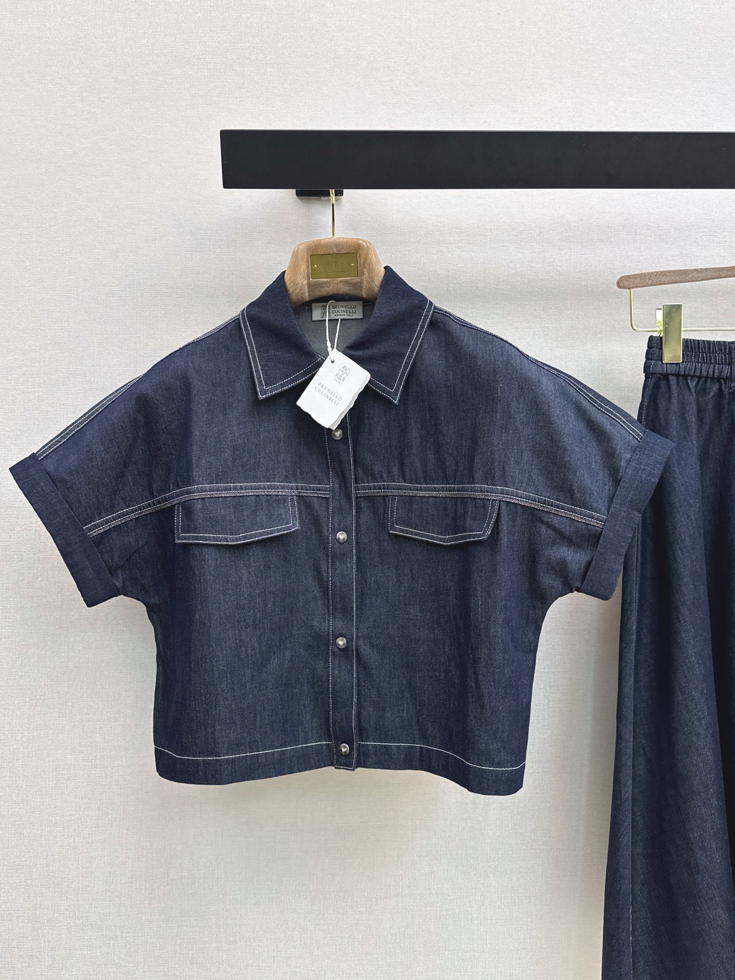 Brun 26ss denim shirt skirt set