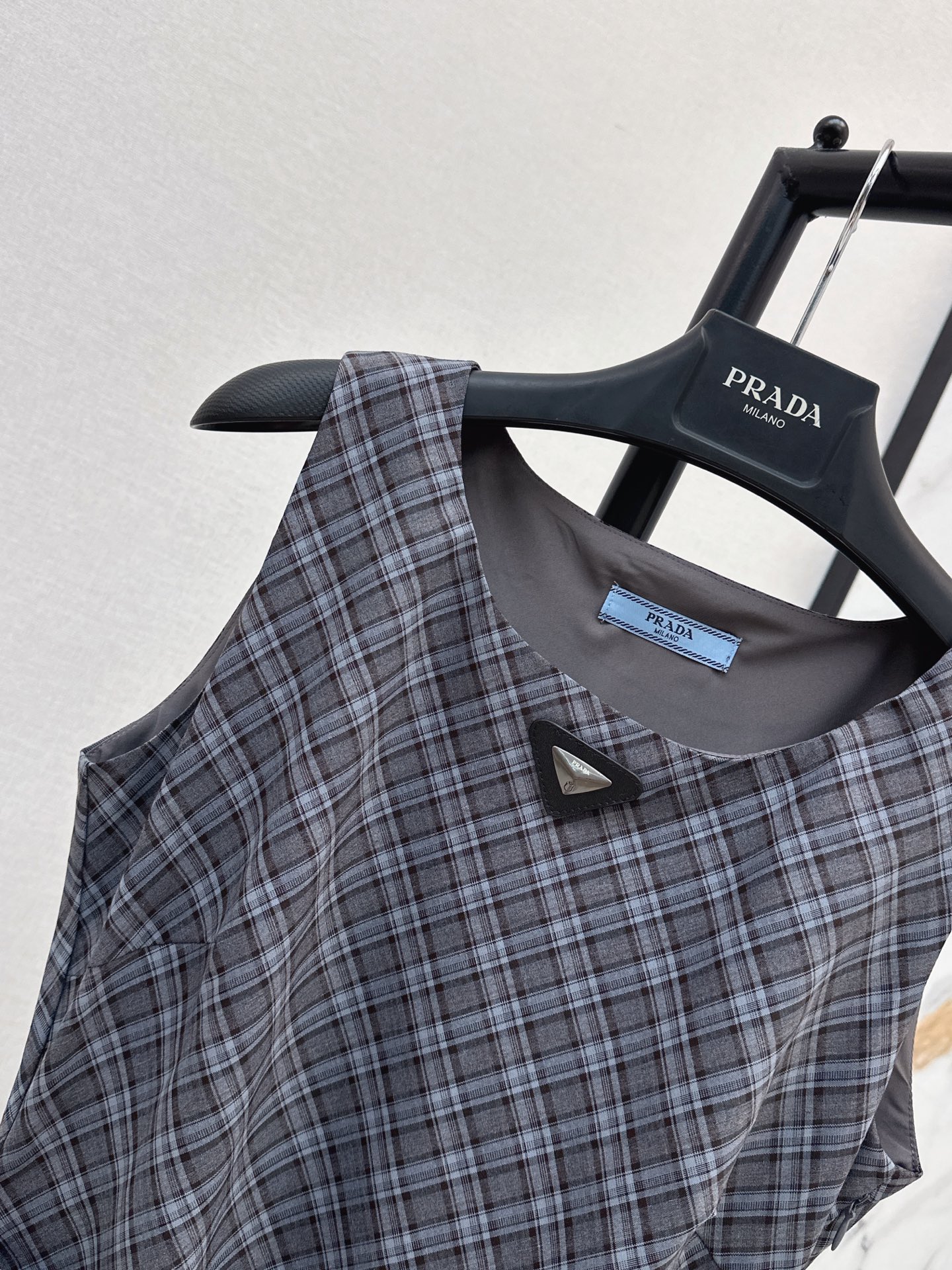 Pra 26ss check asymmetrical dress