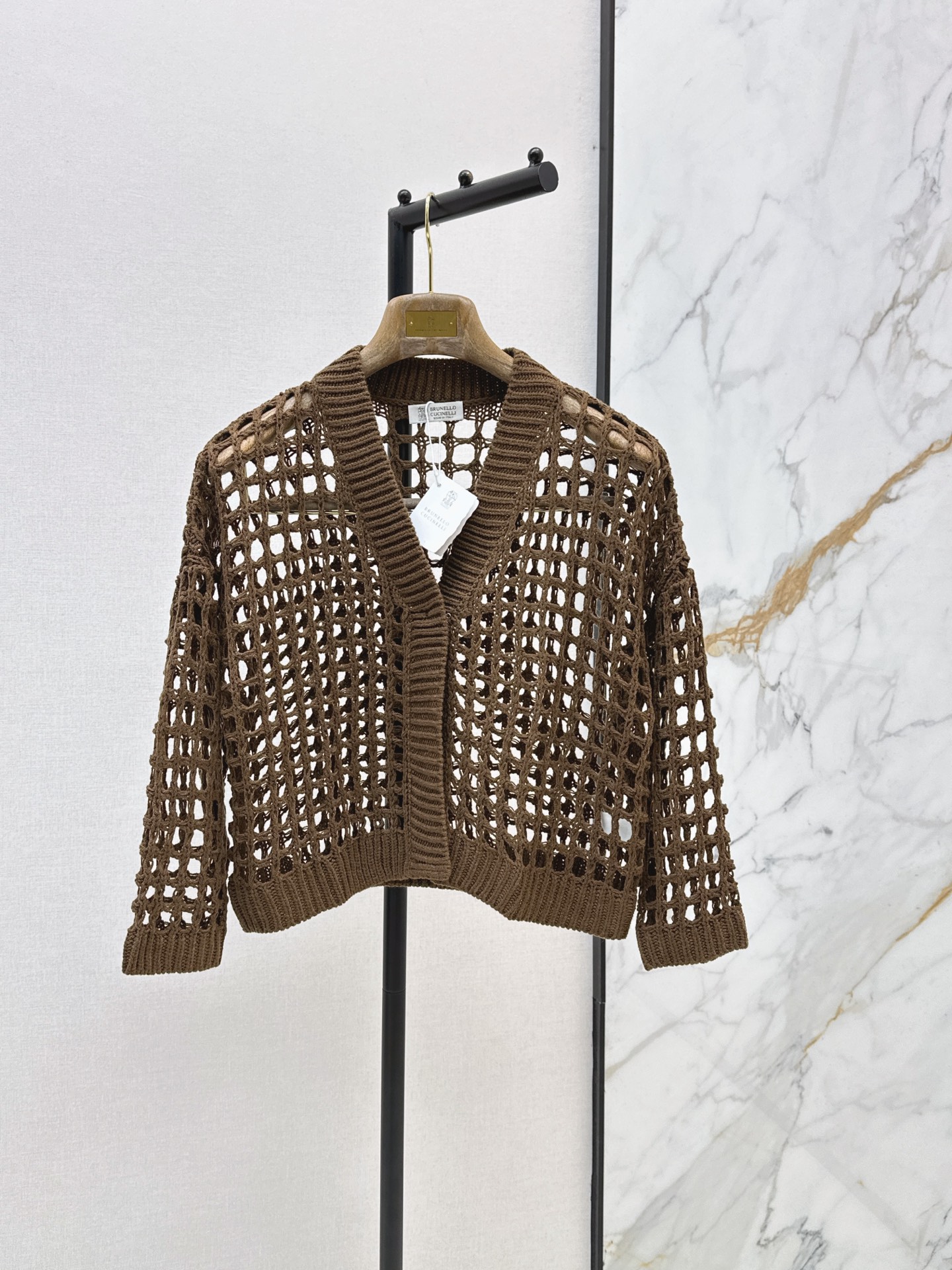 Brun 26ss hollow knit cardigan