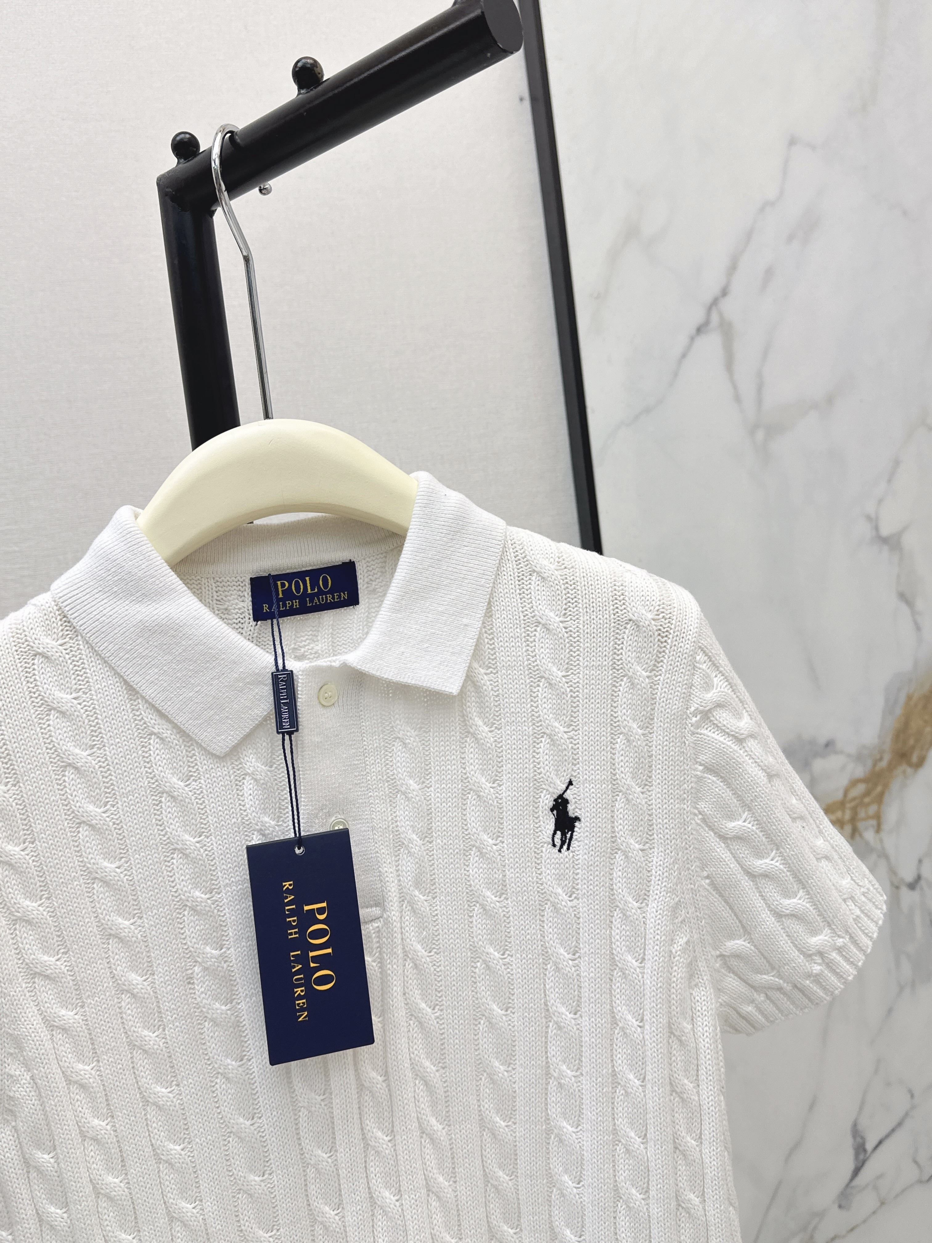 Ralp 26ss cable polo knit top