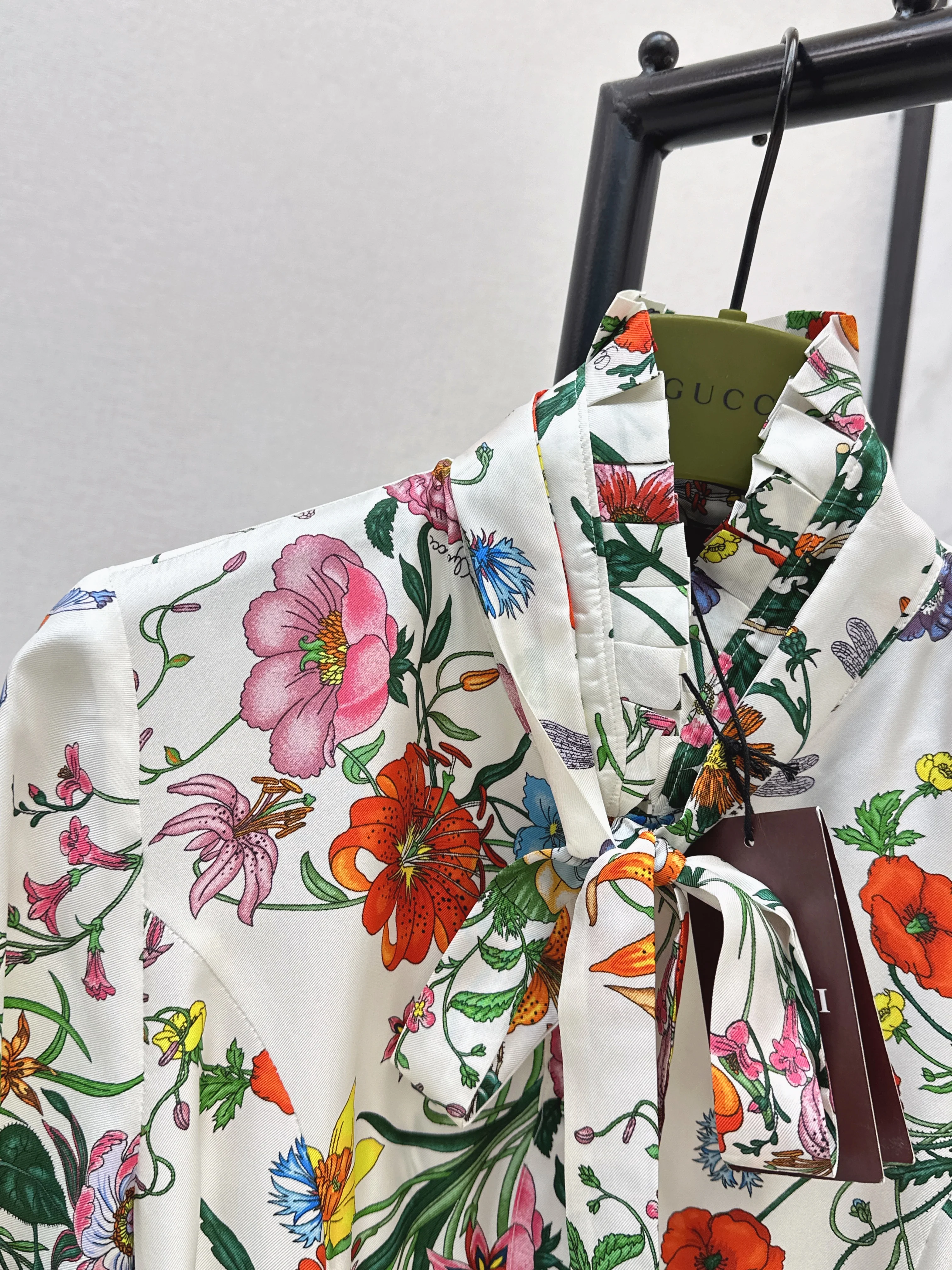 Gucc 26ss print flower silk dress