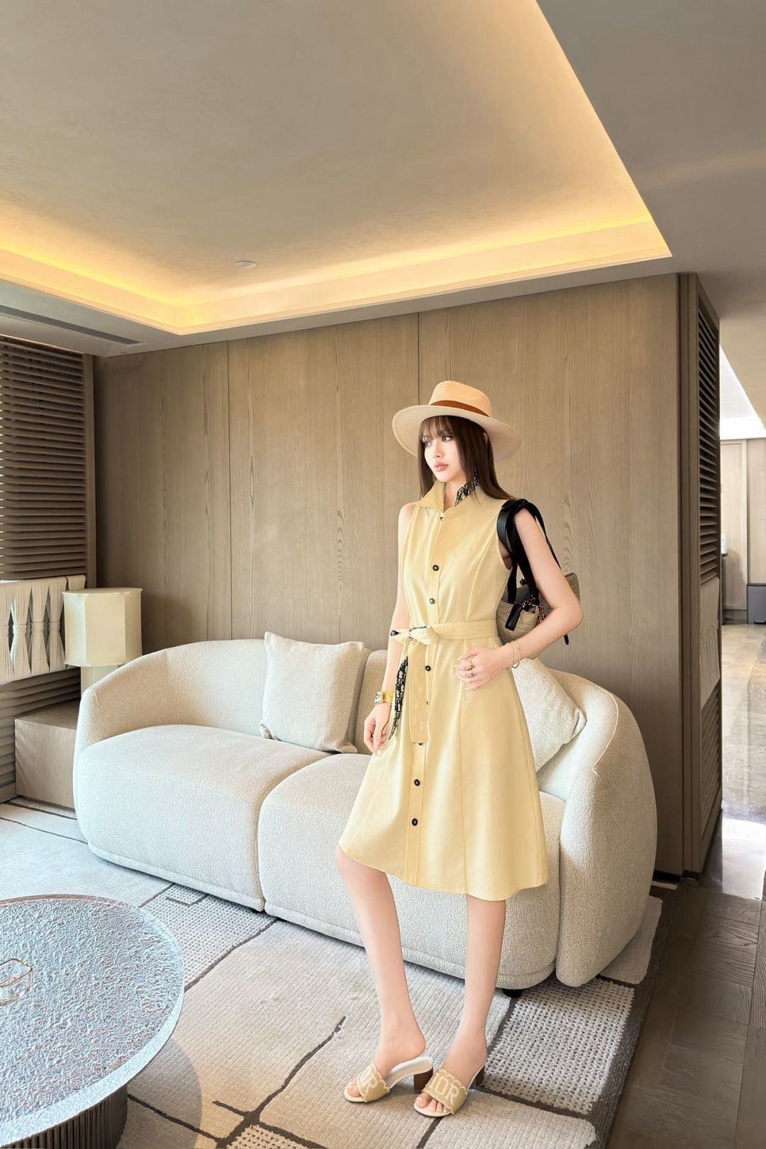 CD 26SS Sleeveless Belted Shirt Dress