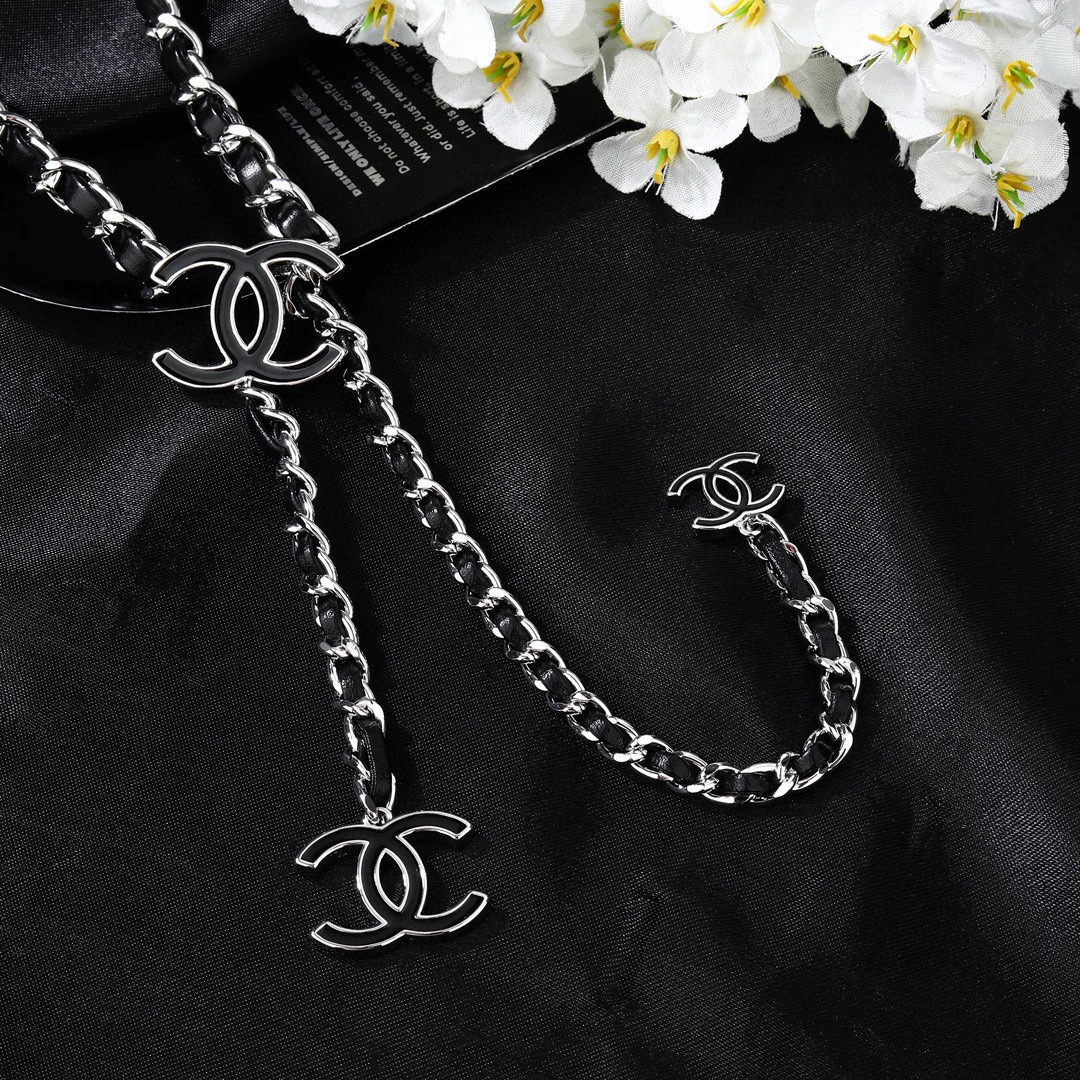 Chan Black Silver Chain Belt