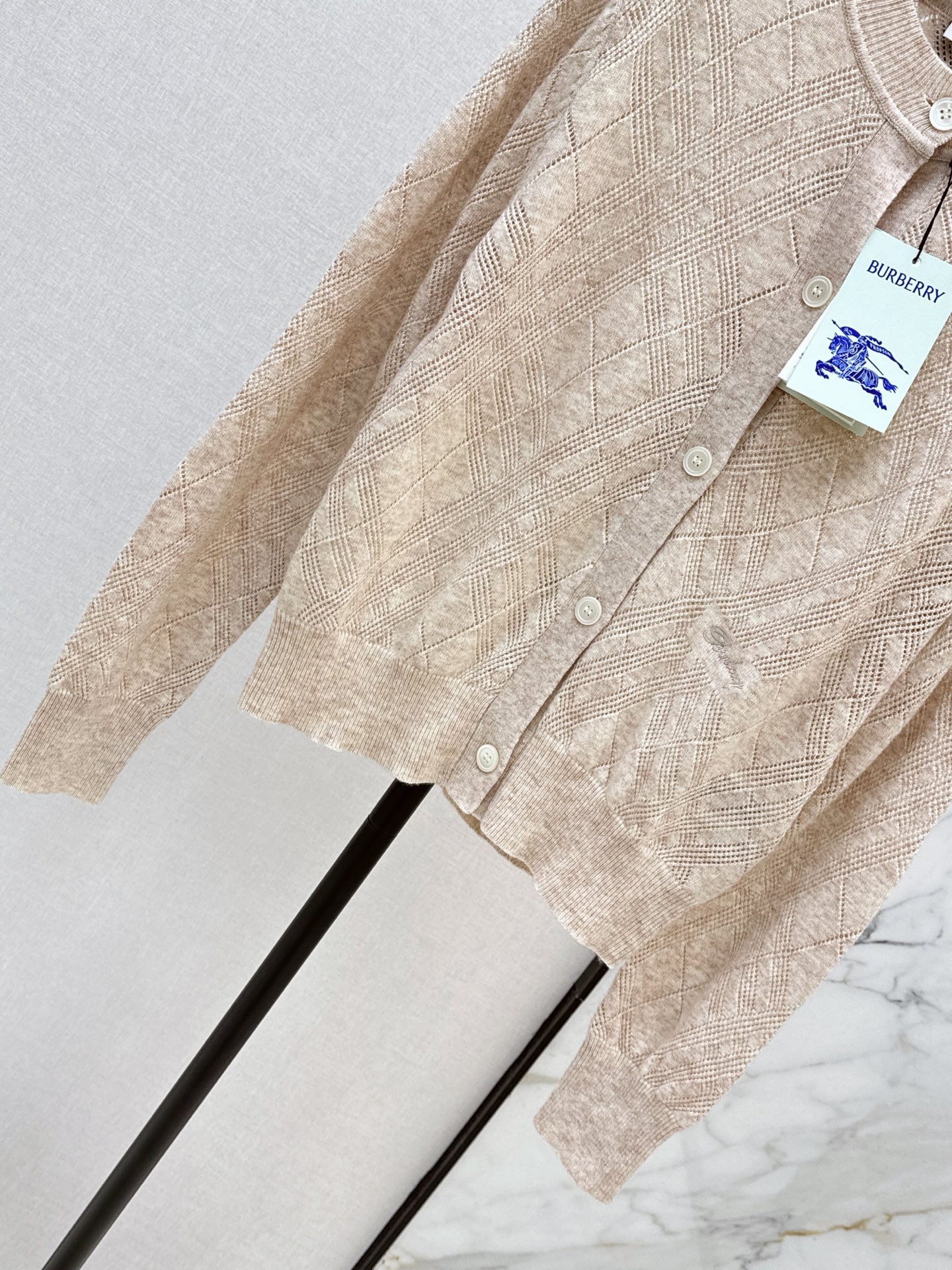 Bur 26ss check jacquard knit cardigan