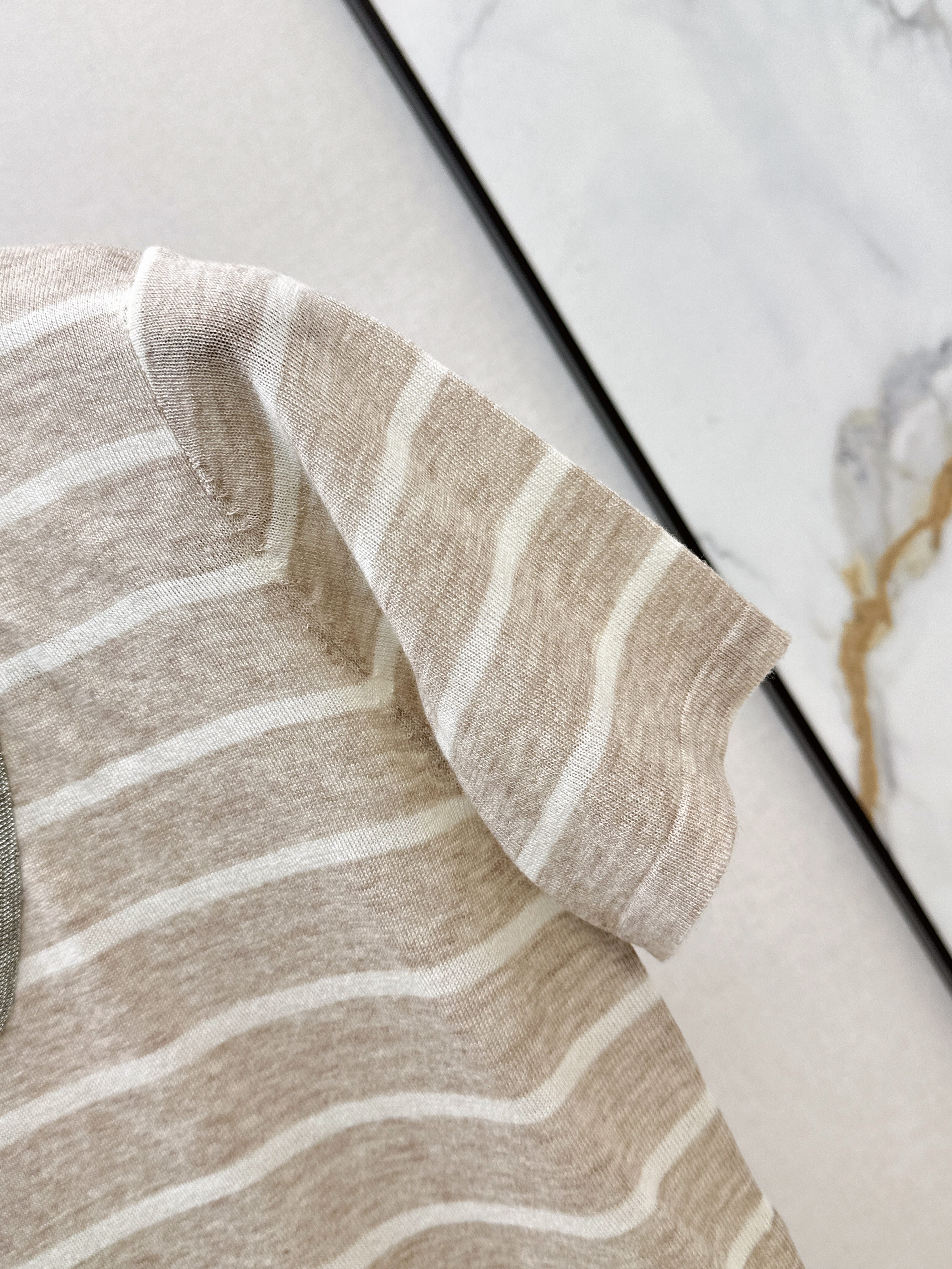 Brune 26SS Beige Striped Knit Top