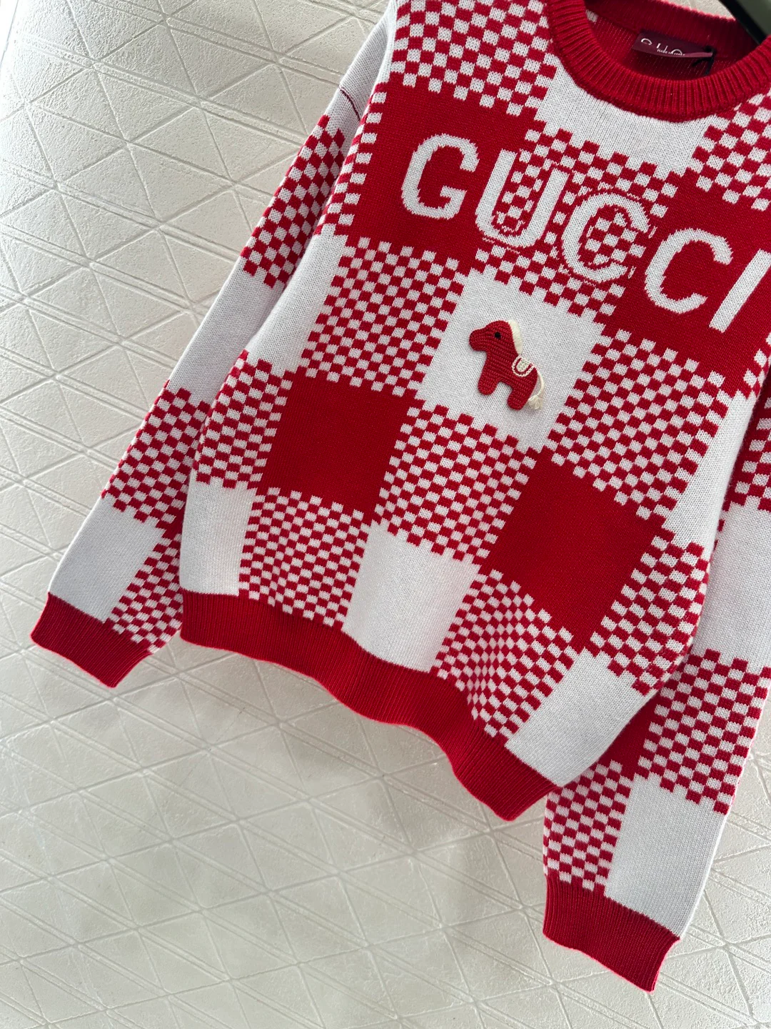 Gucc 26ss checkerboard knit sweater