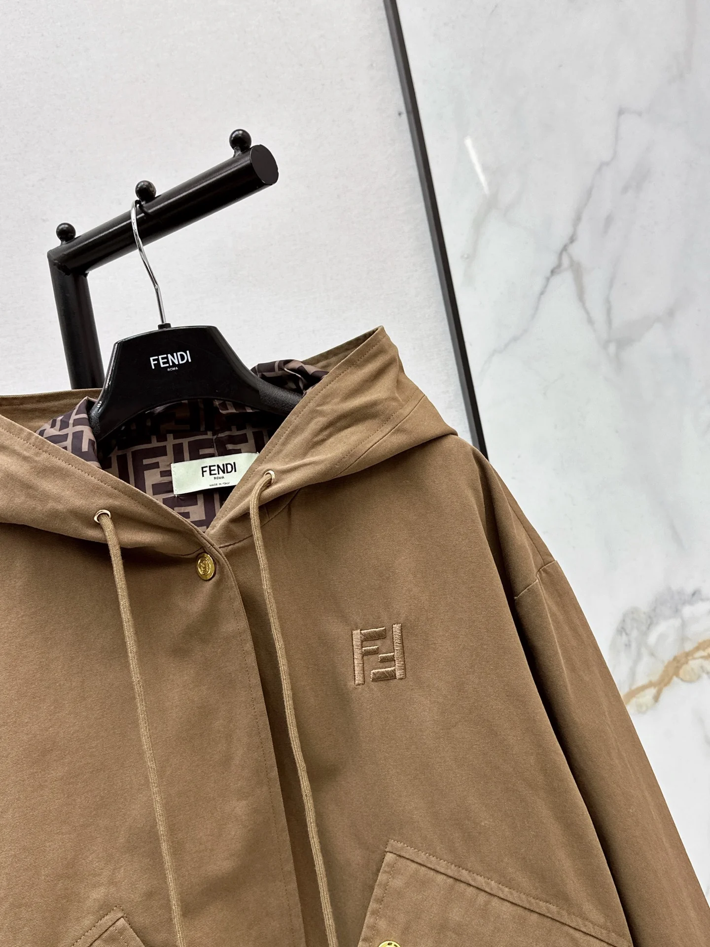 Fend 26ss hooded drawstring jacket