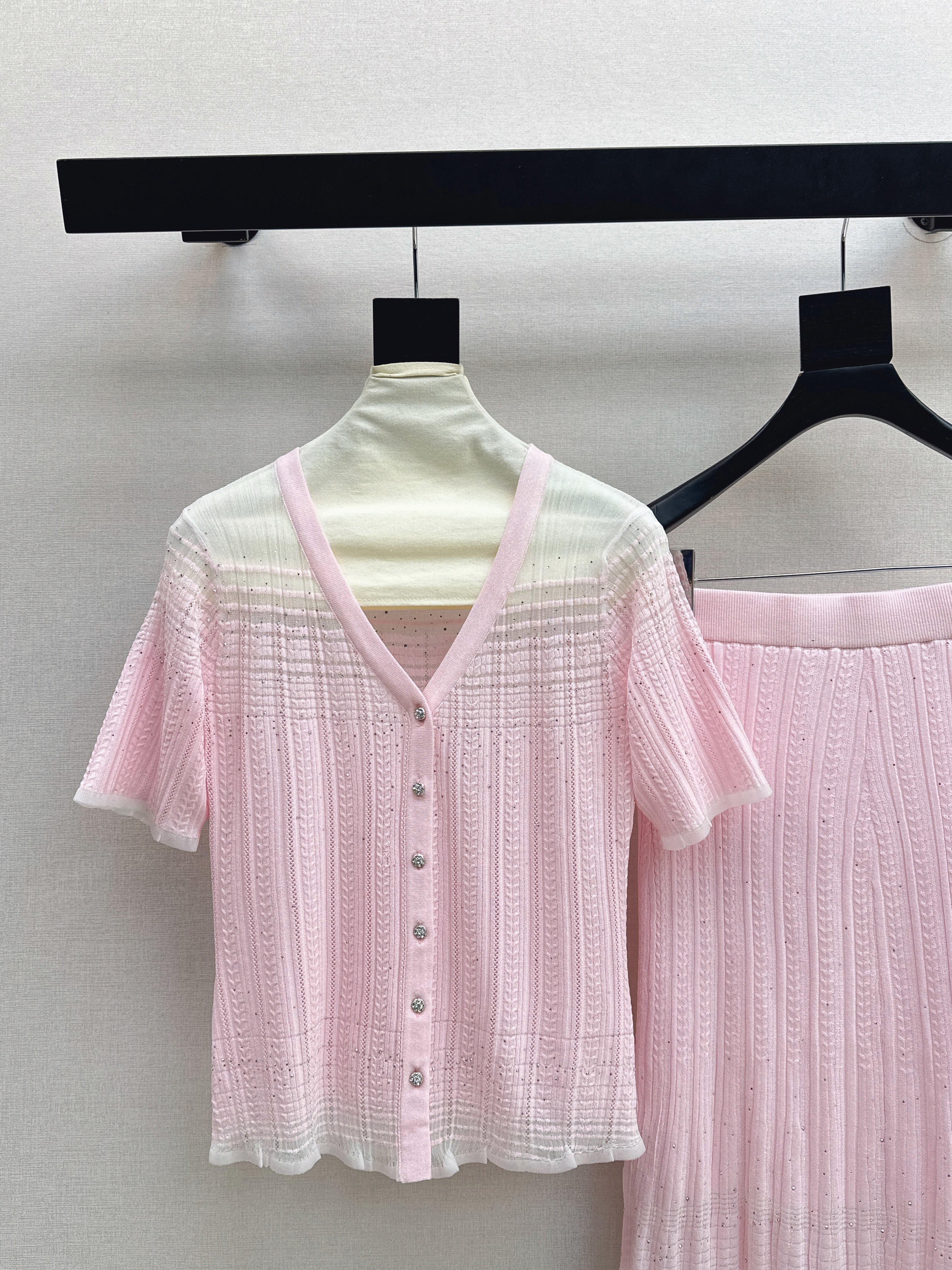 Chan 26ss knit cardigan skirt set