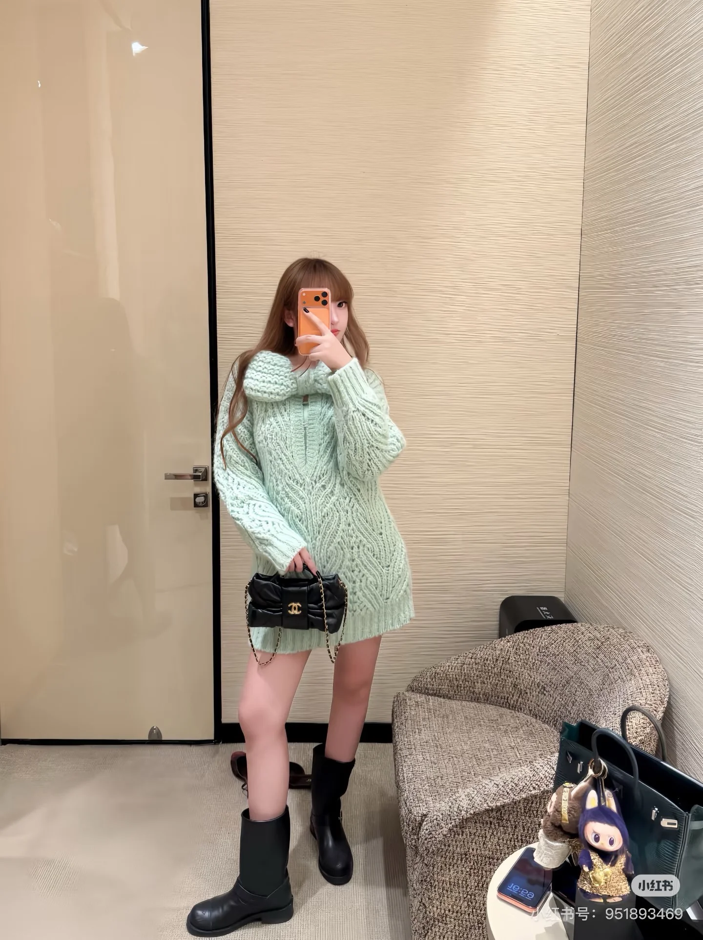 Chan 26ss knit bow dress