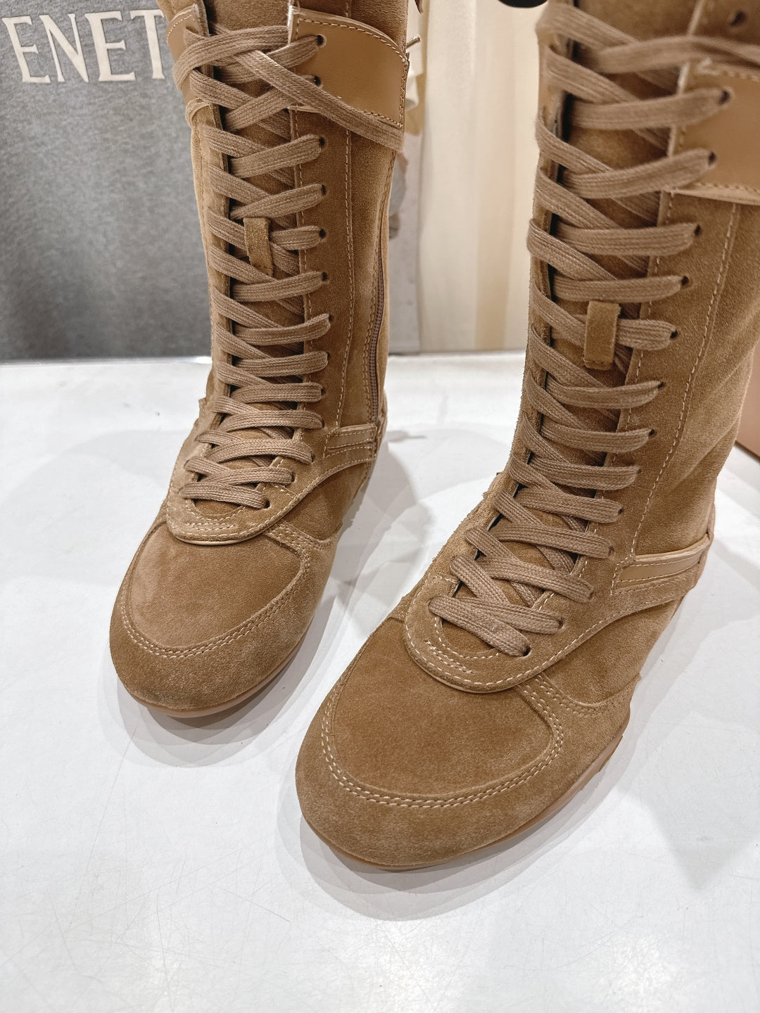 Miu fleece-lined lace-up boots