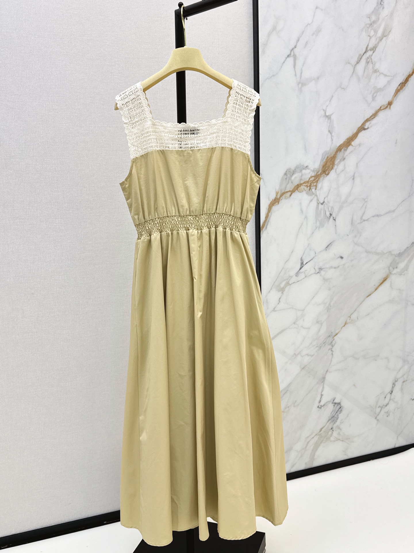Miu 26ss lace trim slip dress