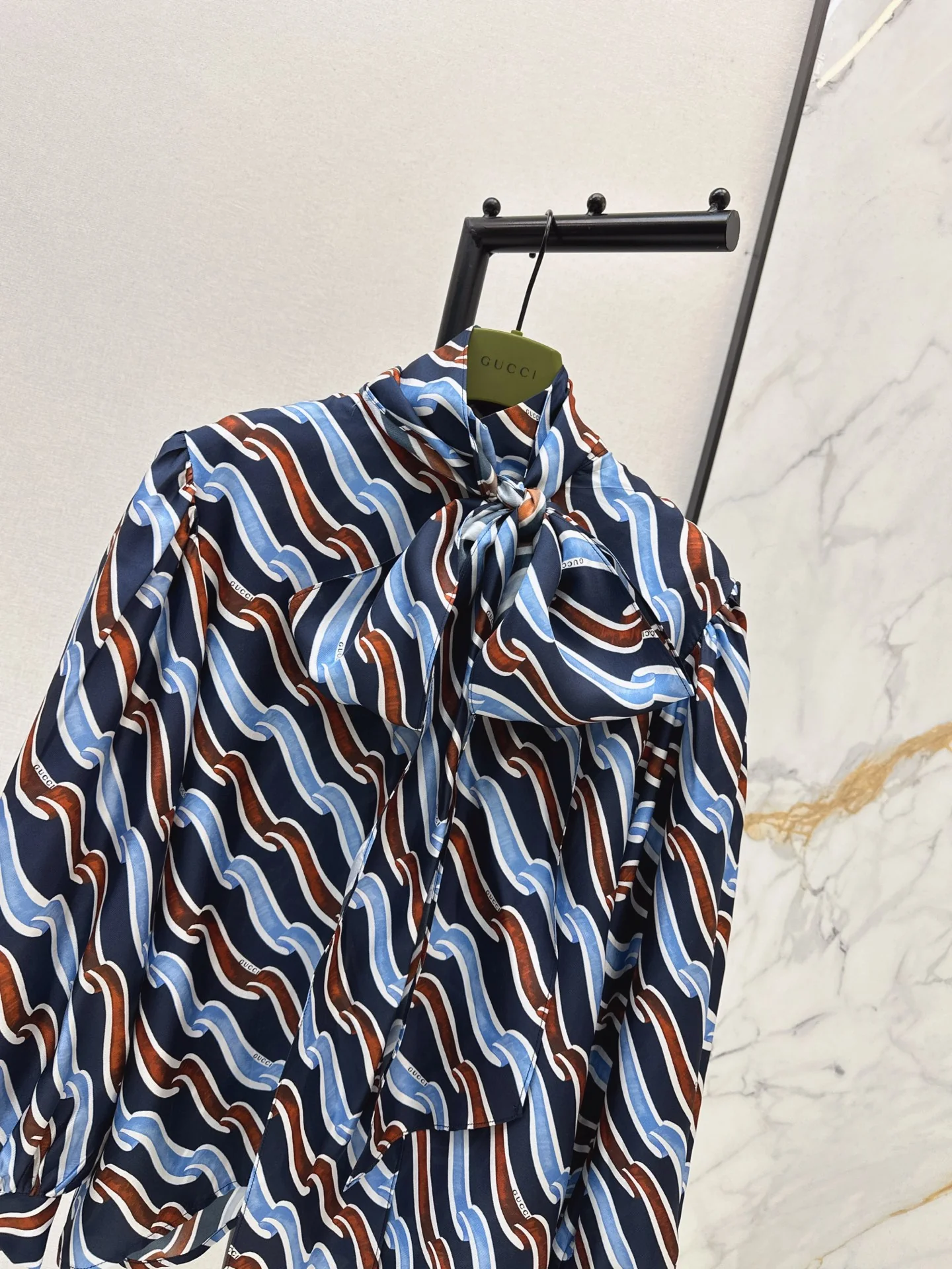 Gucc 26ss print silk shirt