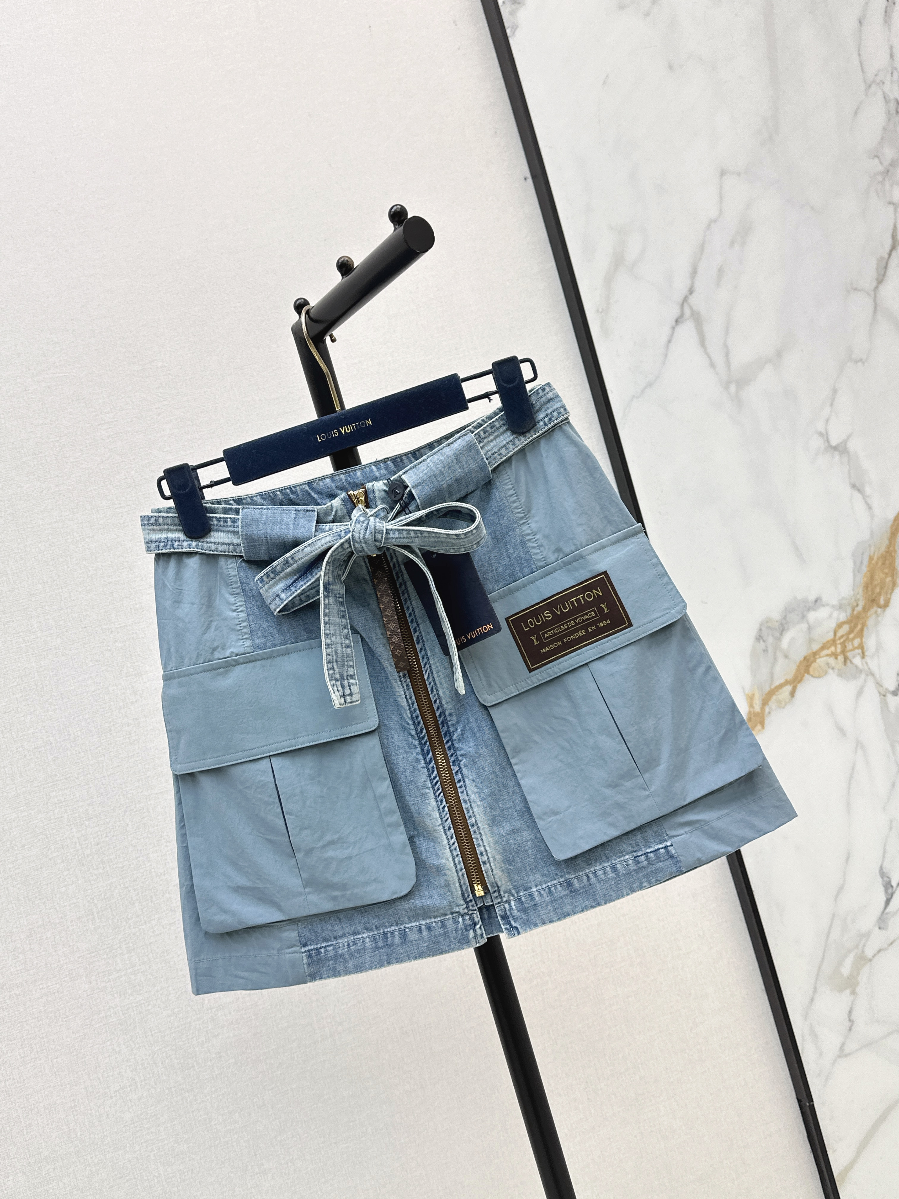 Louis 26SS Washed Utility Denim Skirt