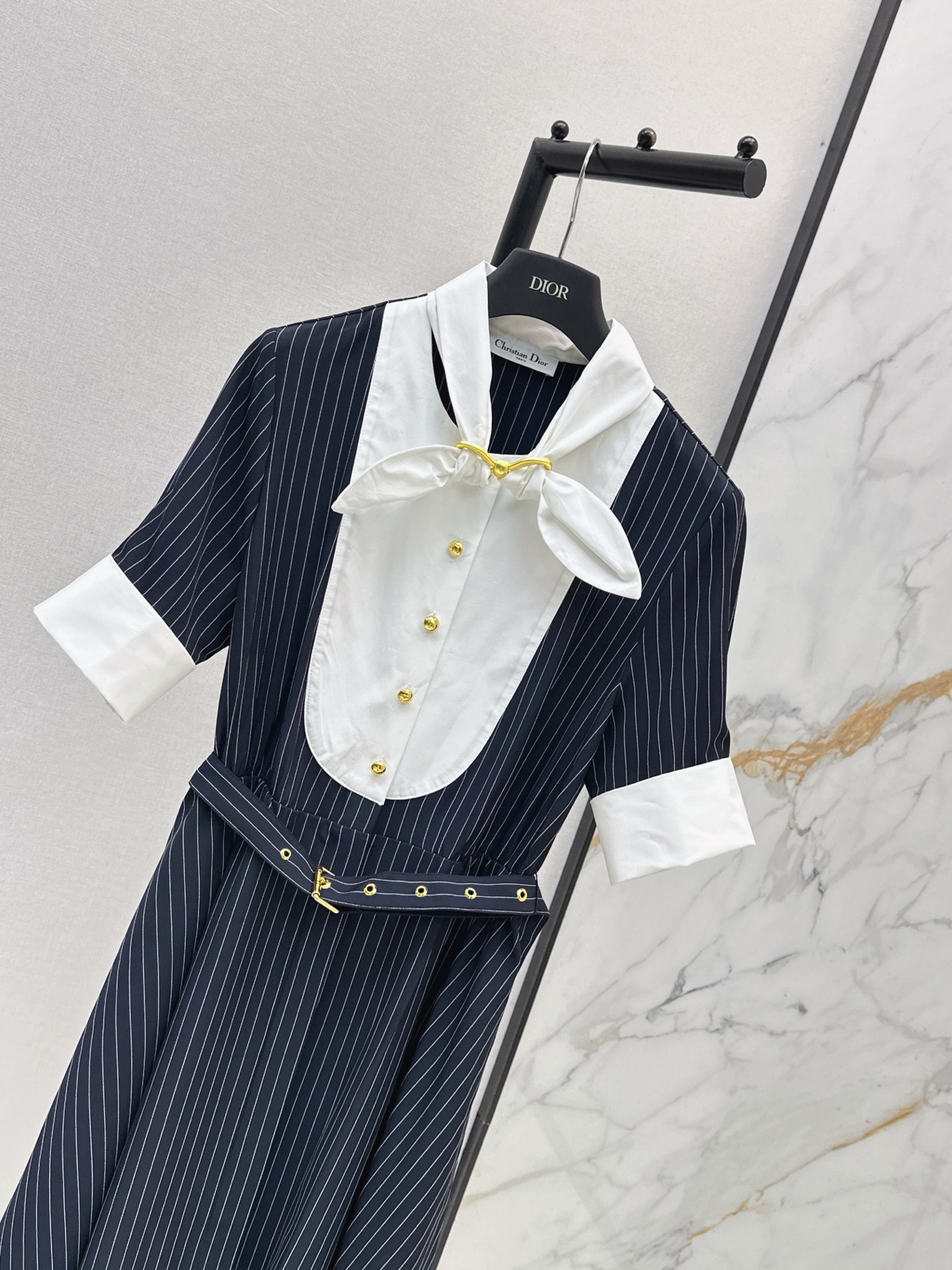 CD 26ss striped contract belted dress