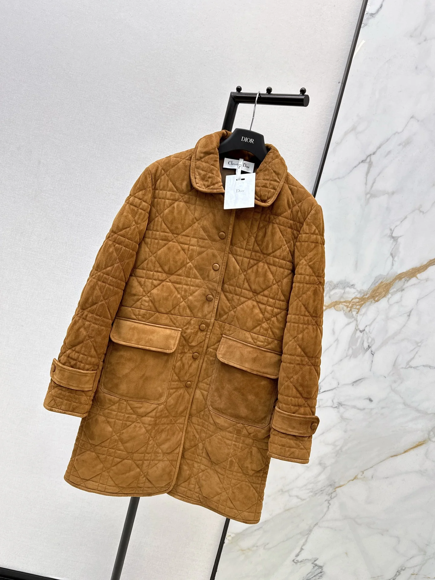 CD 25fw suede padded long jacket