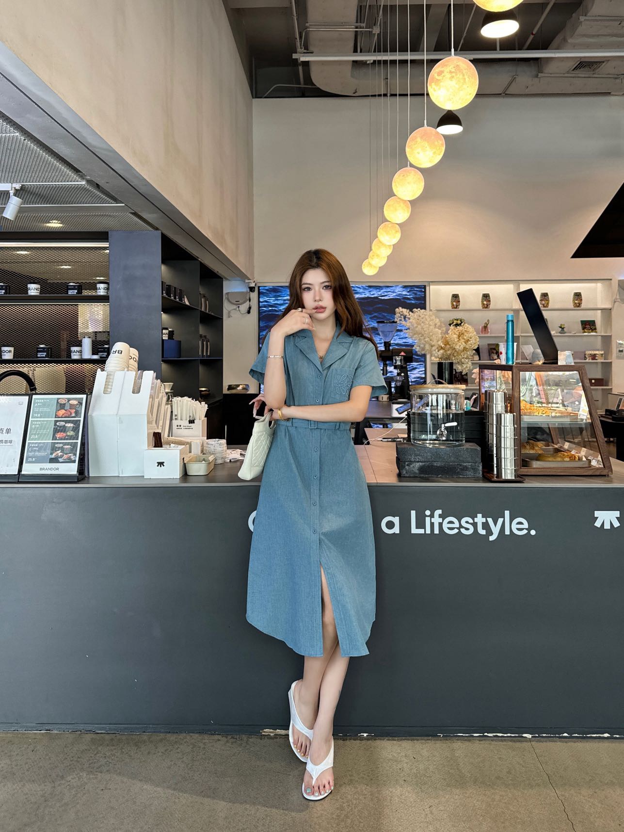 Loe 26ss denim shirt dress