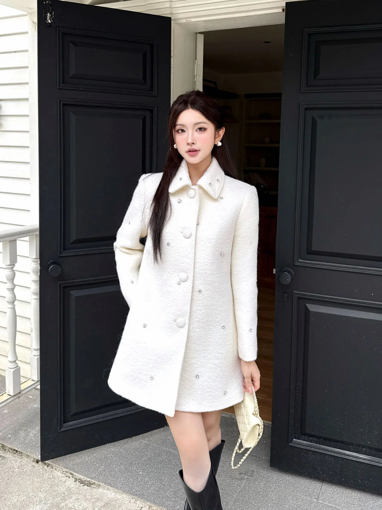 Miu 25fw rhinestone overcoats