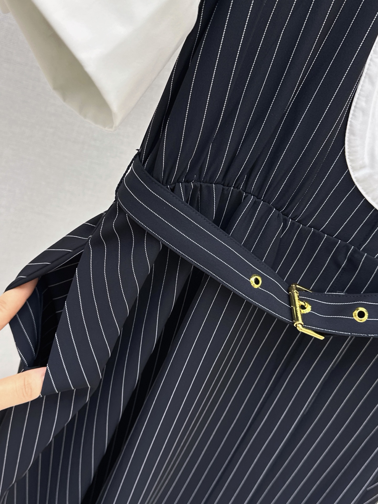 CD 26ss striped contract belted dress