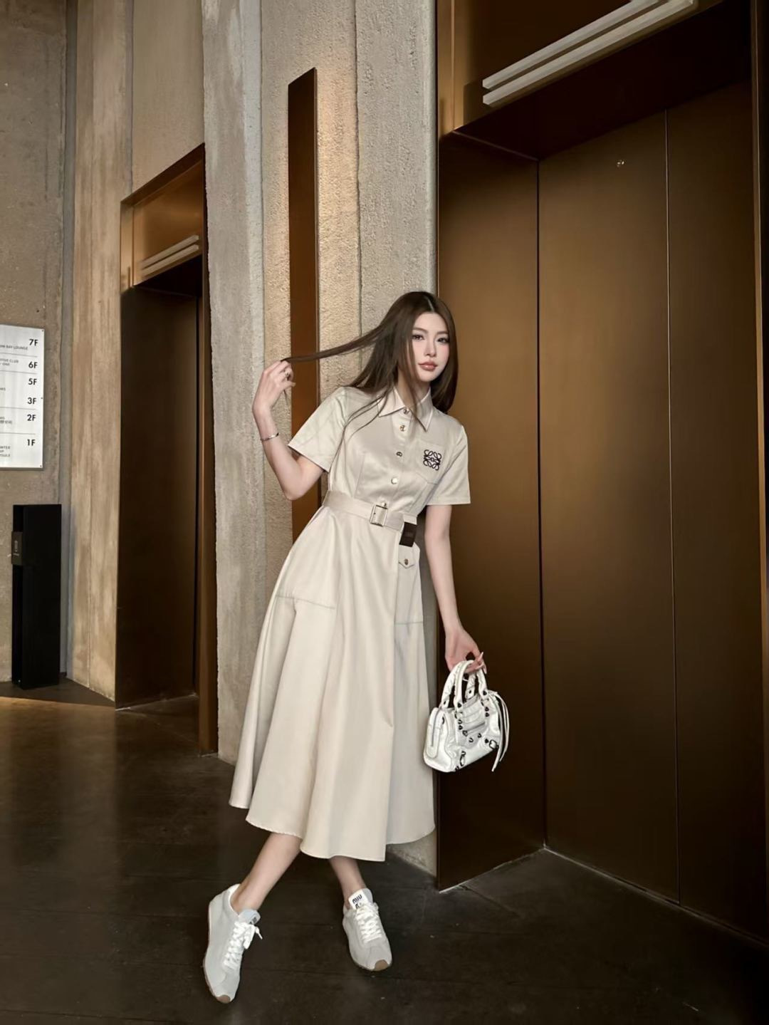 Loe 26ss logo embroidery dress