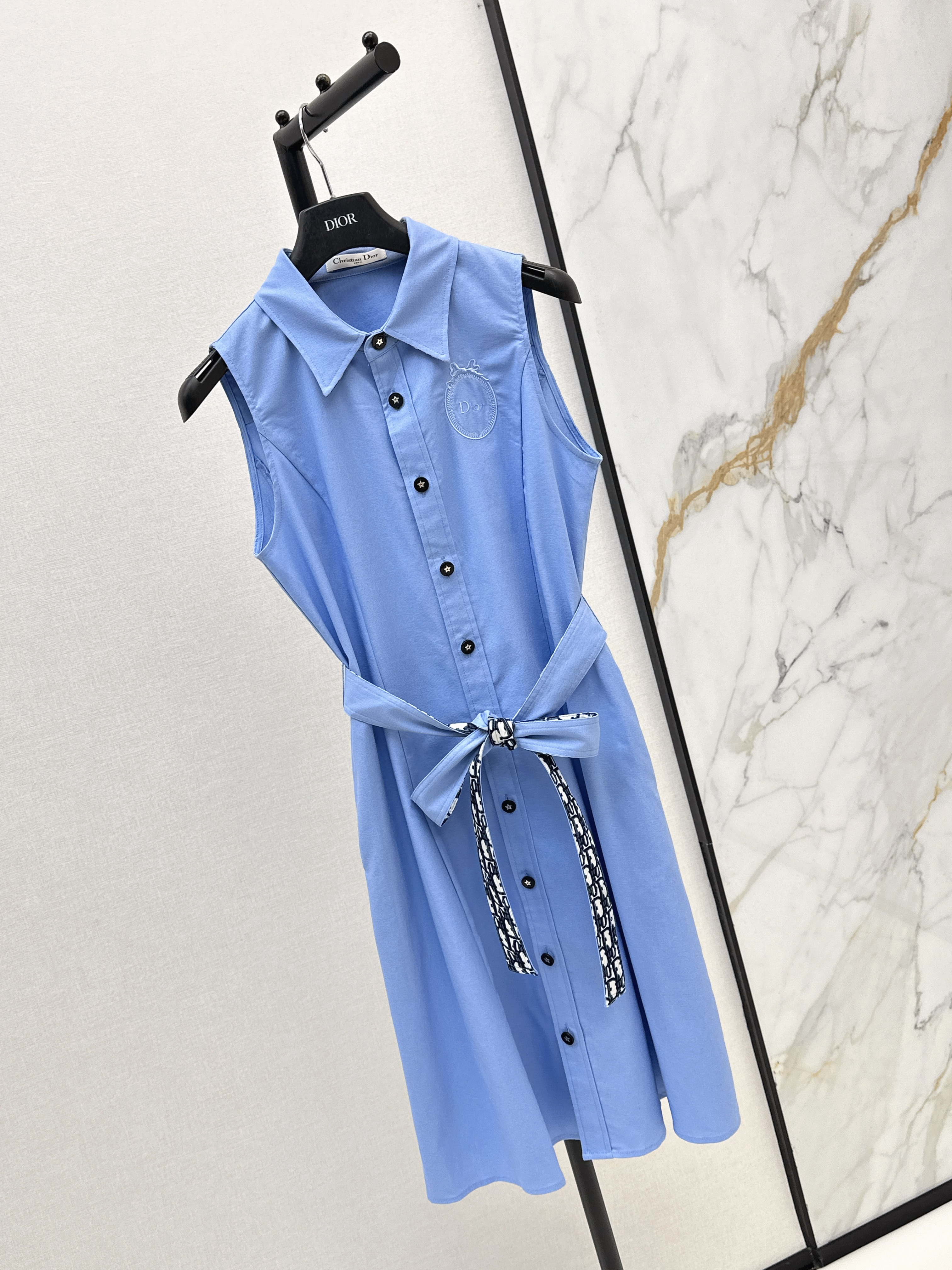 CD 26SS Sleeveless Belted Shirt Dress