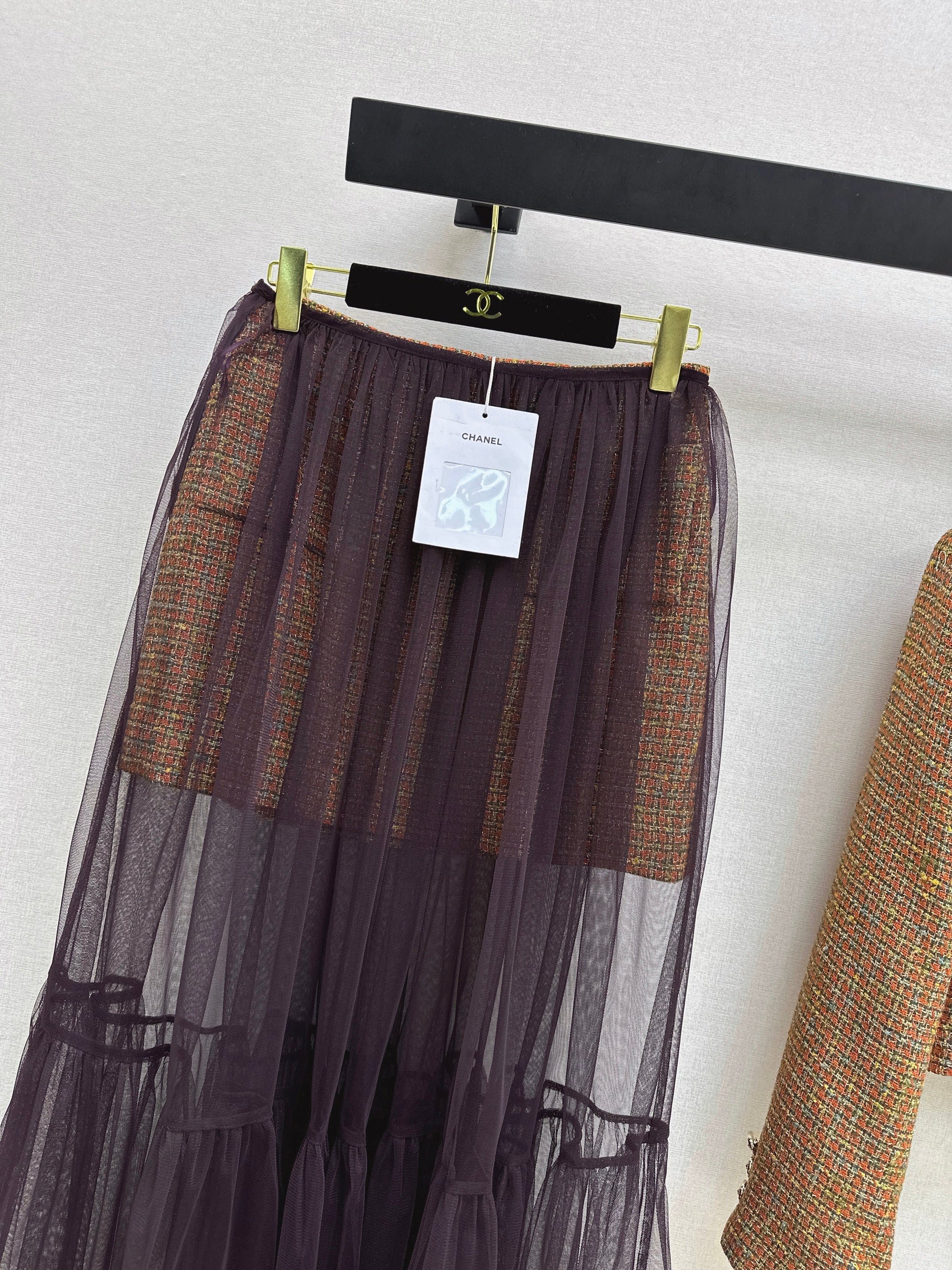 Chan 26ss woven mesh skirt