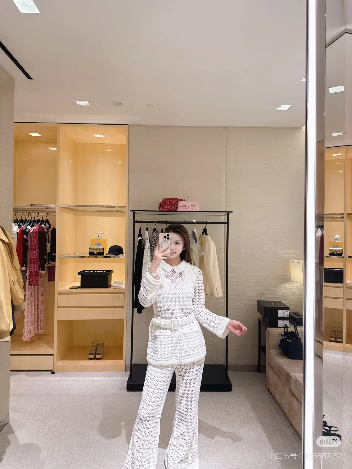 Chan 26ss hollow knit pants