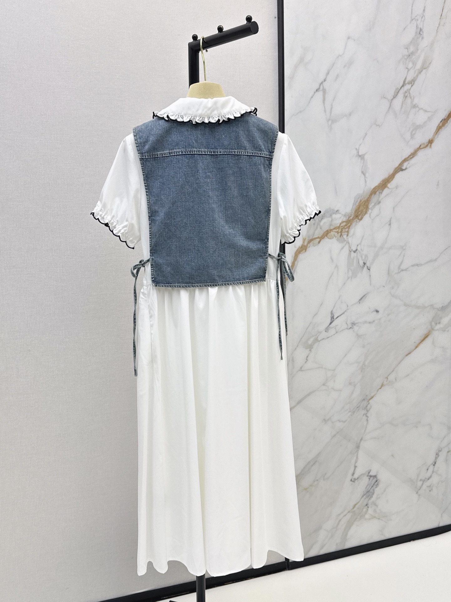 Miu 26ss 2pcs denim vest dress set