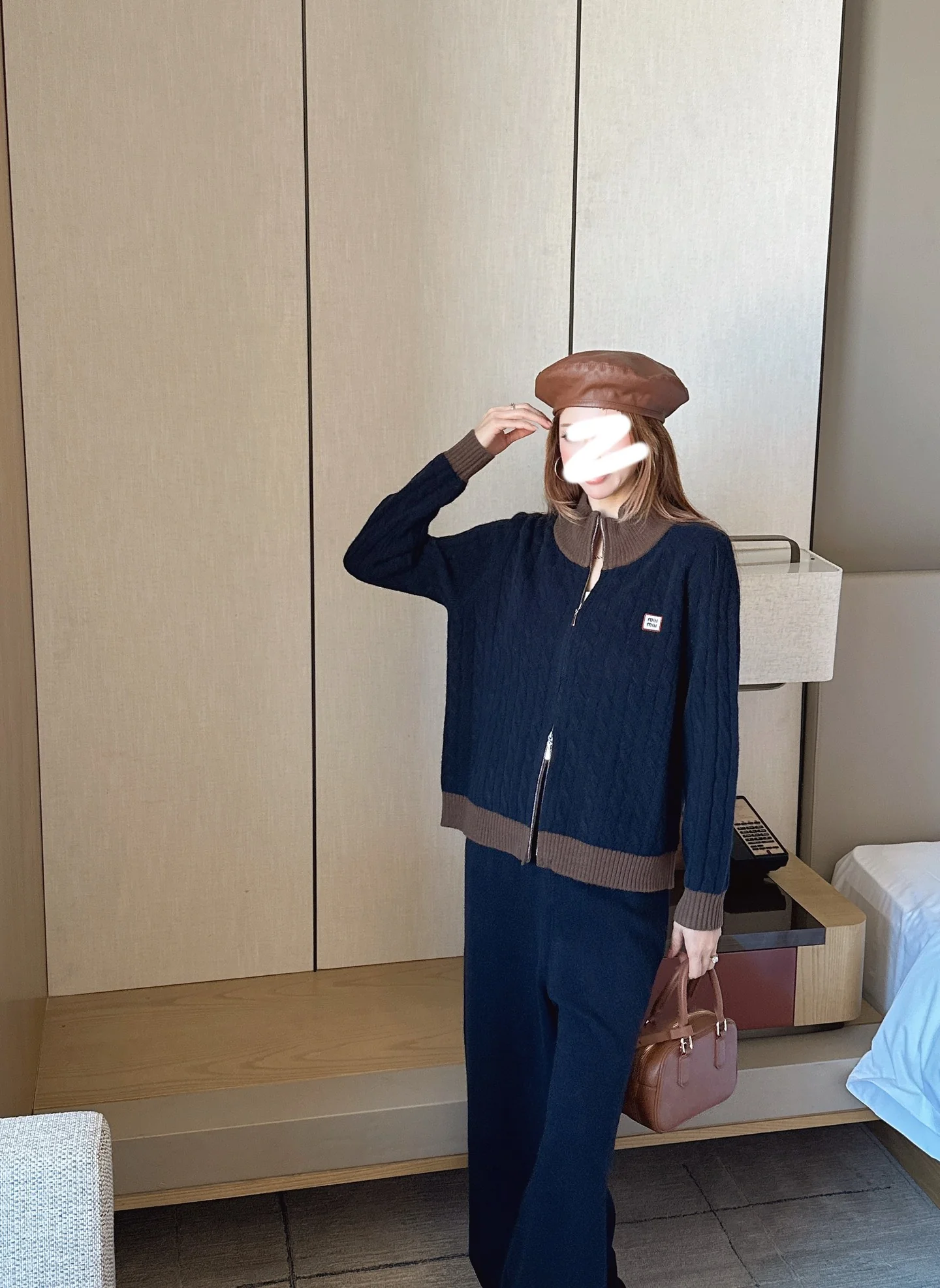 Miu 25fw wool cardigan +wide pants outfit sets