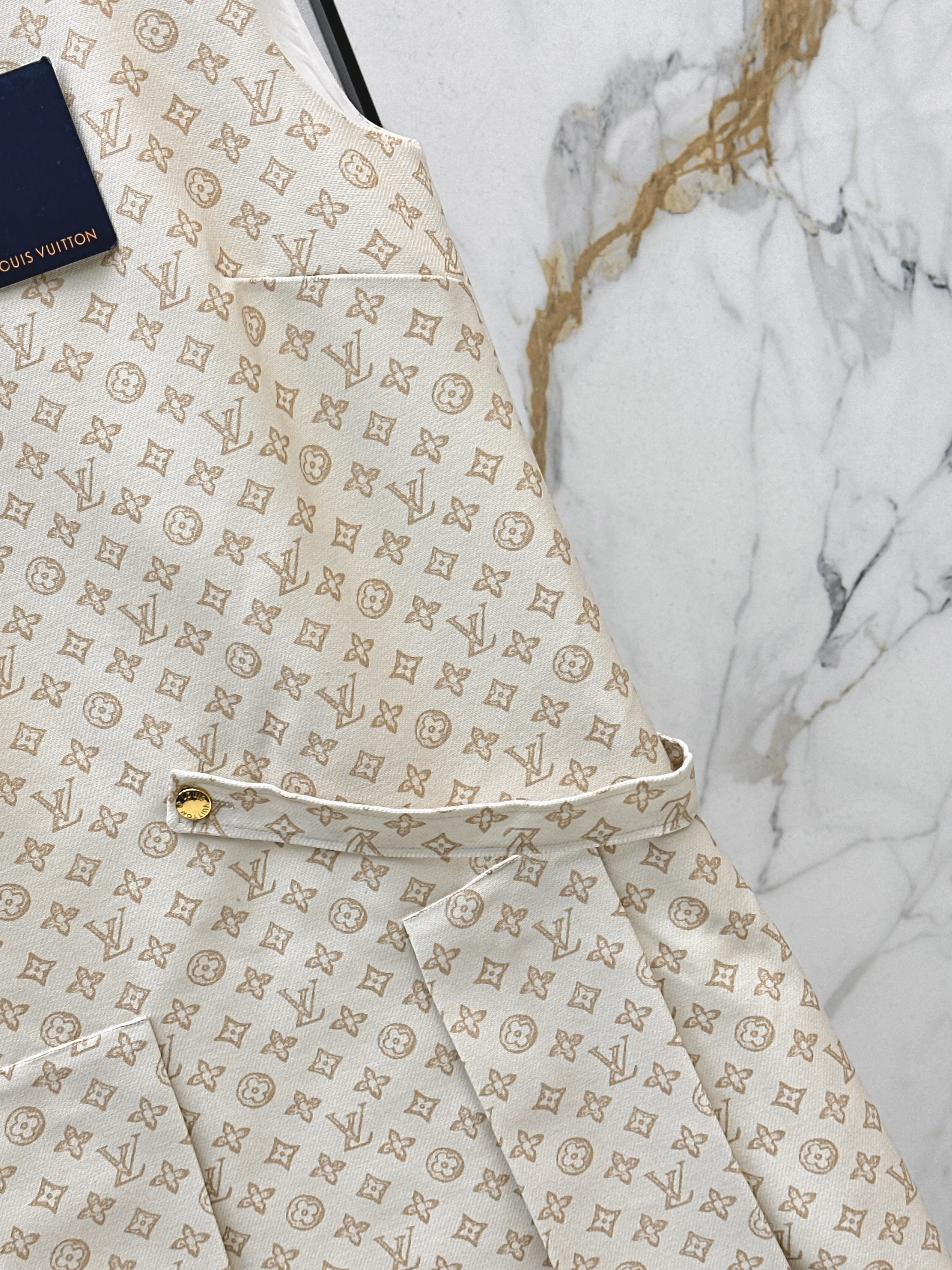 Louis 26ss print sleeveless dress