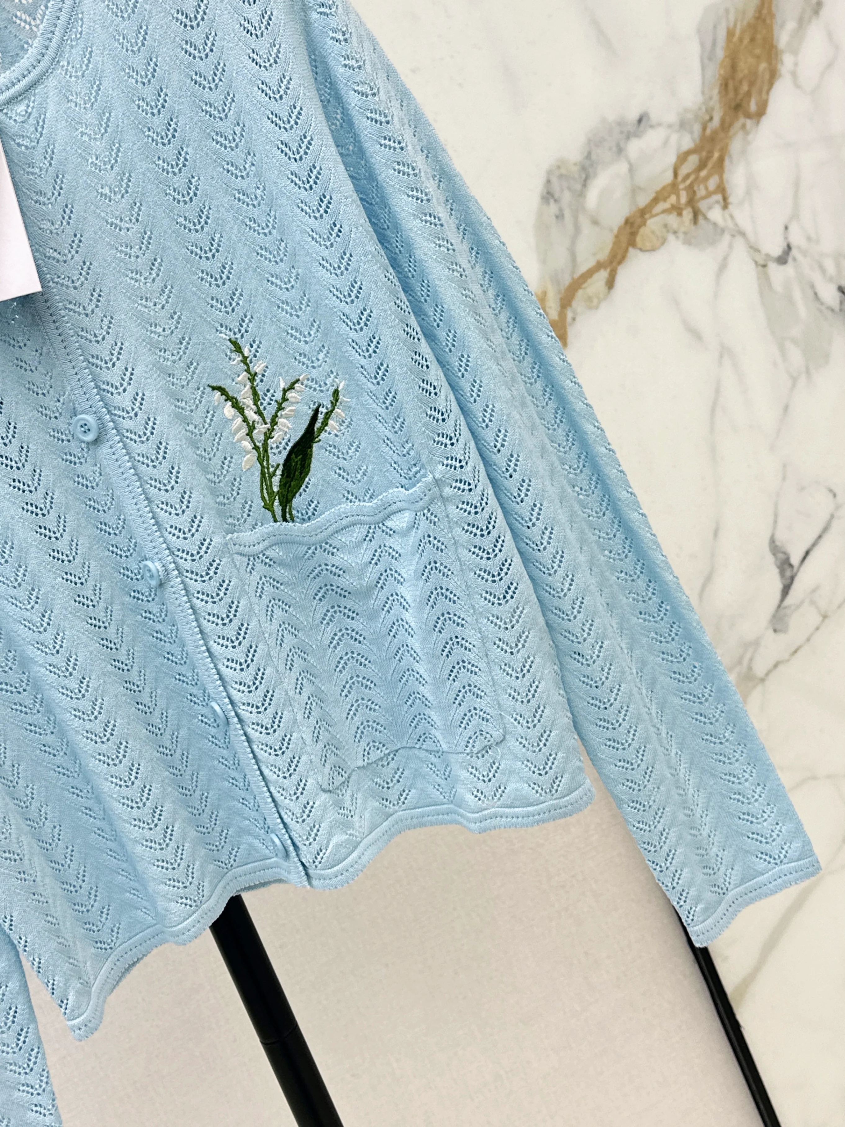 CD 26ss hollow knitted cardigan